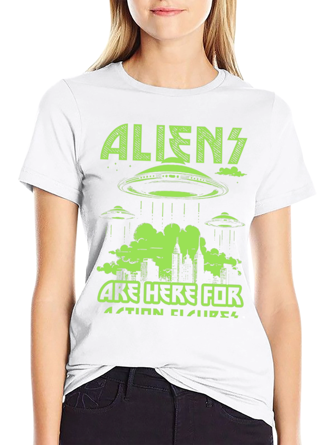 Aliens Here for Action Figures Graphic Tee
