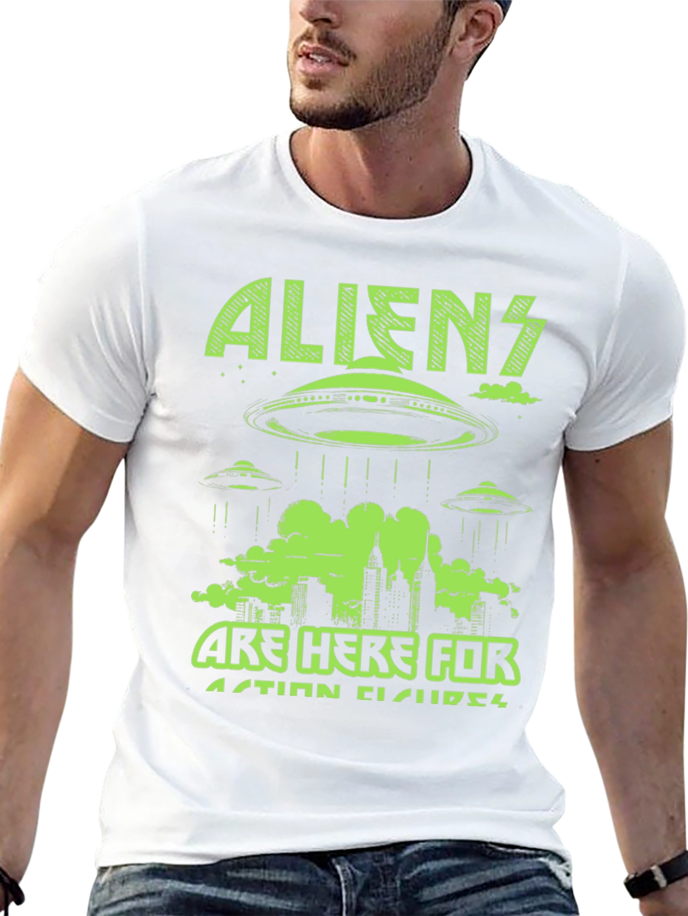 Aliens Here for Action Figures Graphic Tee