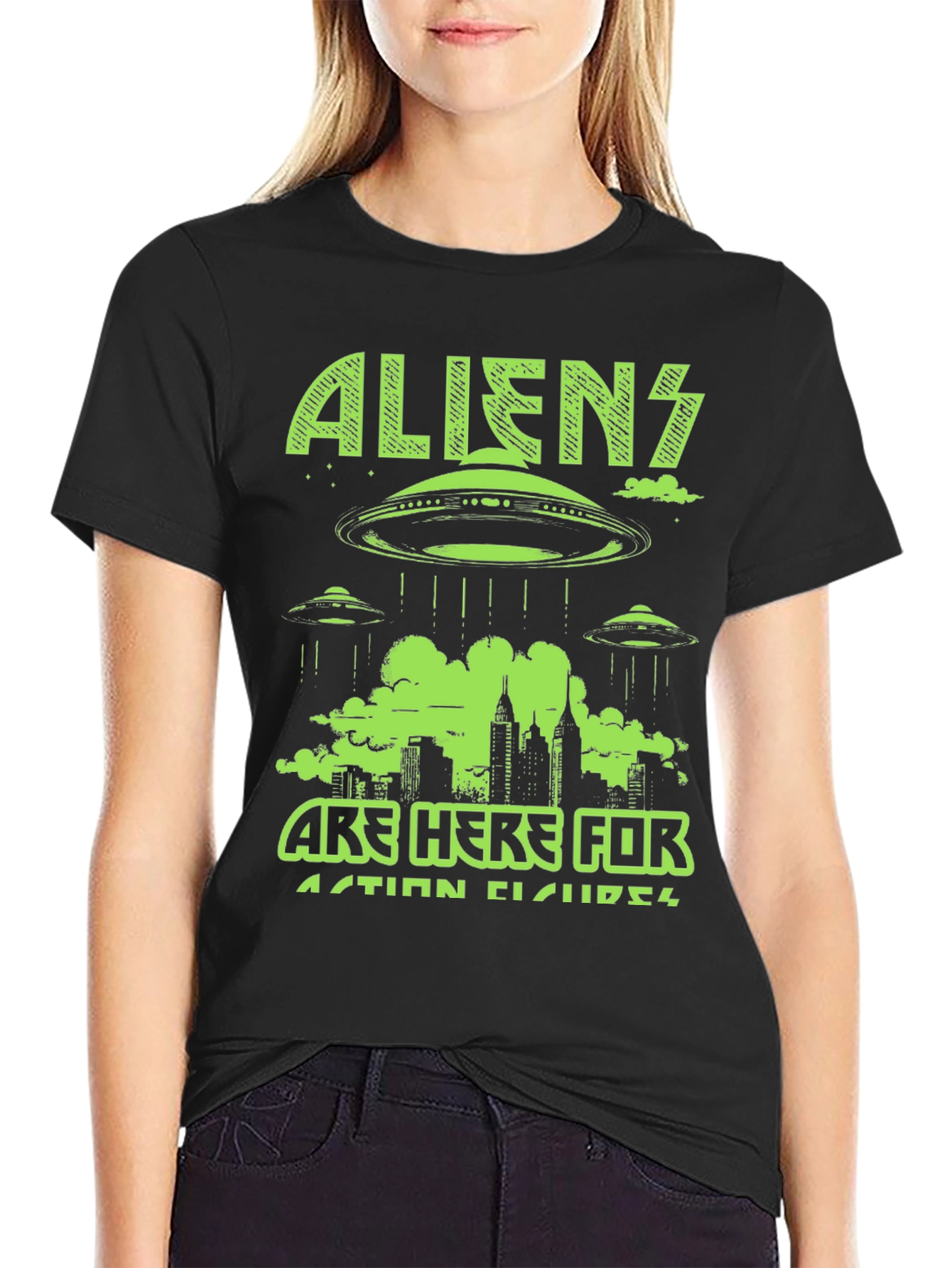 Aliens Here for Action Figures Graphic Tee