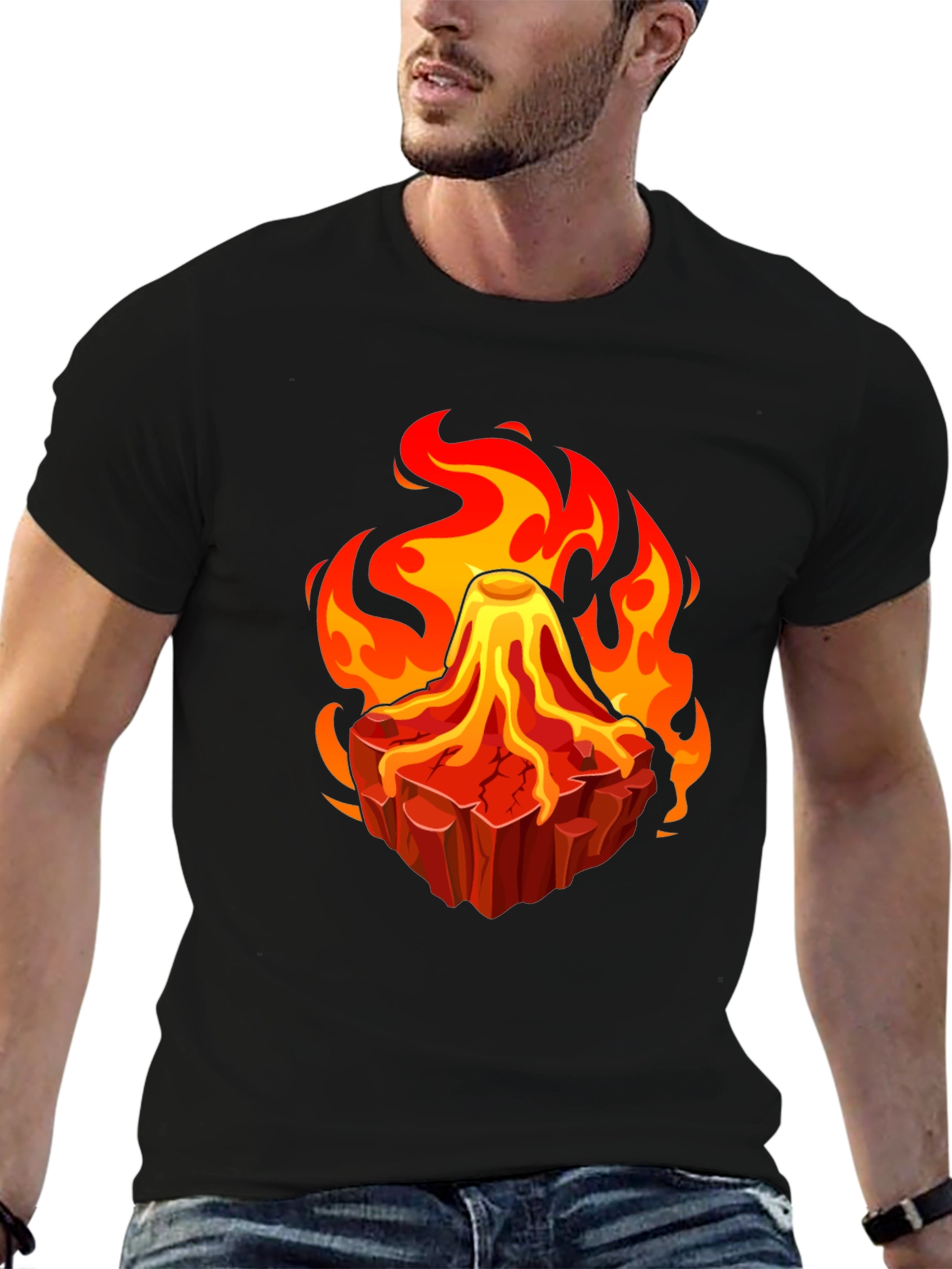 Volcano Lava Flames Graphic T-Shirt - Unique Design