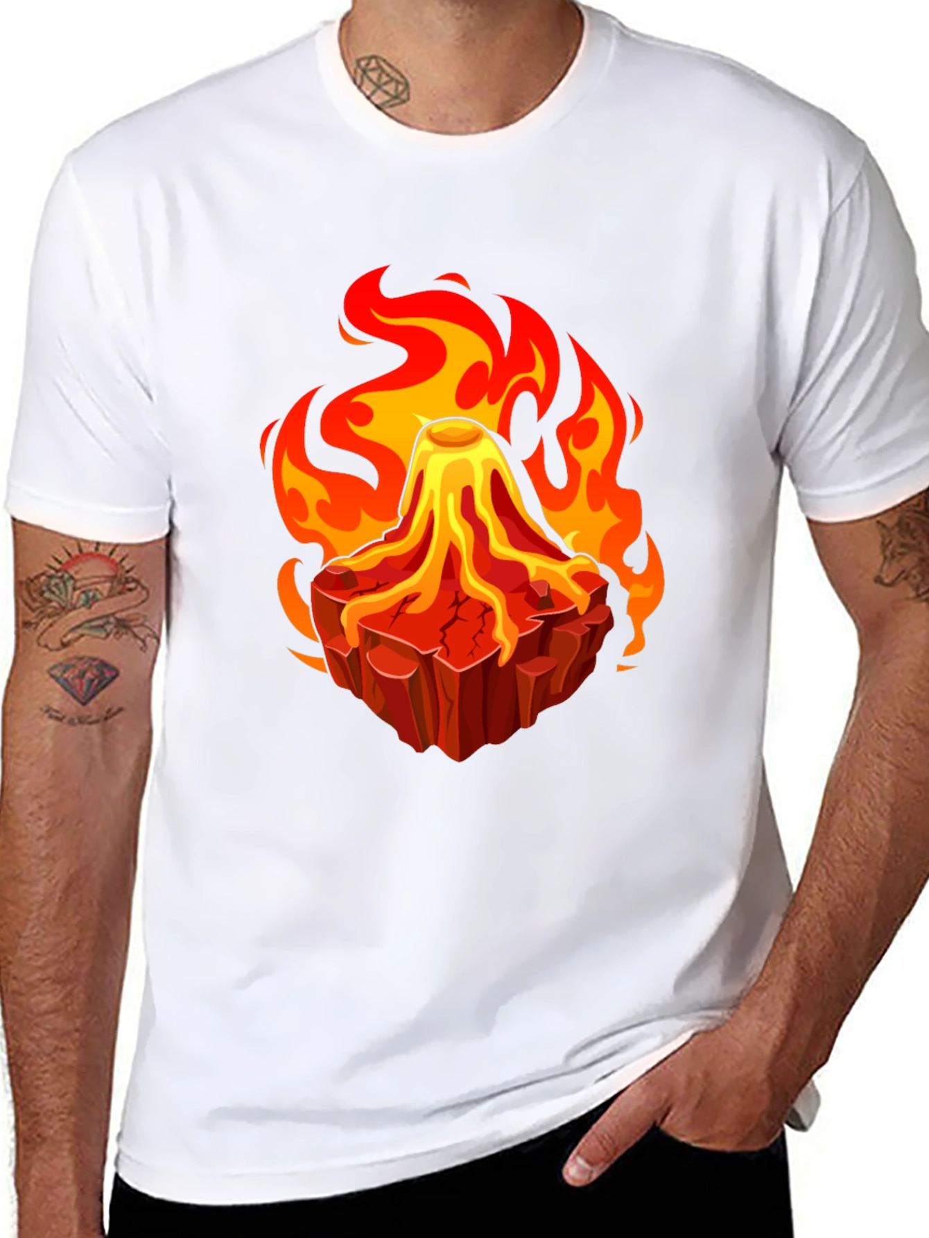 Volcano Lava Flames Graphic T-Shirt - Unique Design