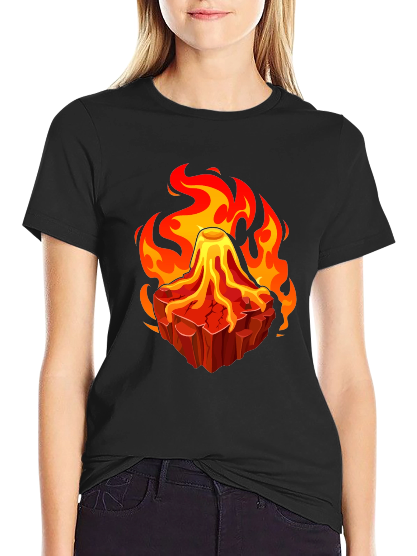 Volcano Lava Flames Graphic T-Shirt - Unique Design