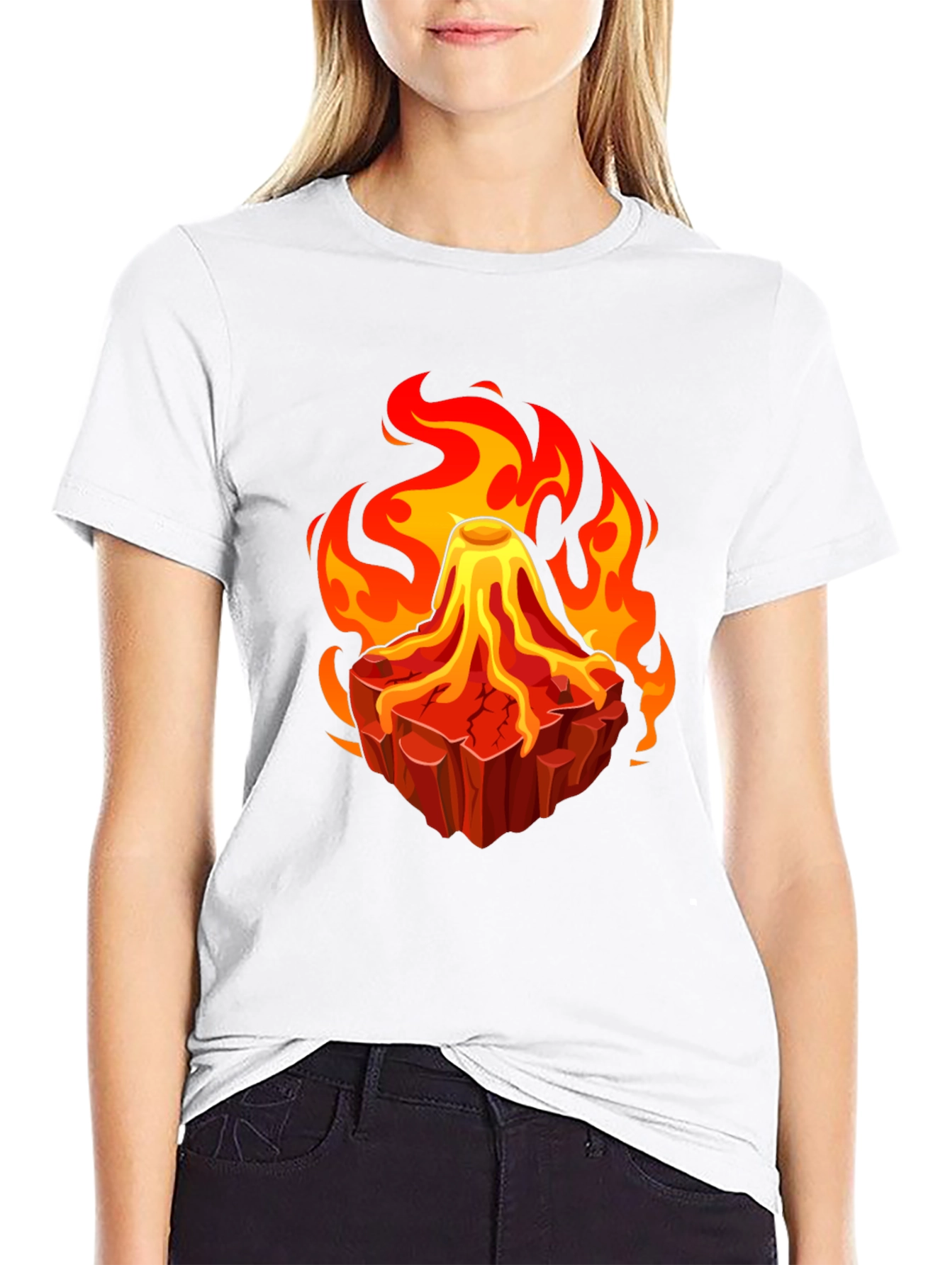 Volcano Lava Flames Graphic T-Shirt - Unique Design