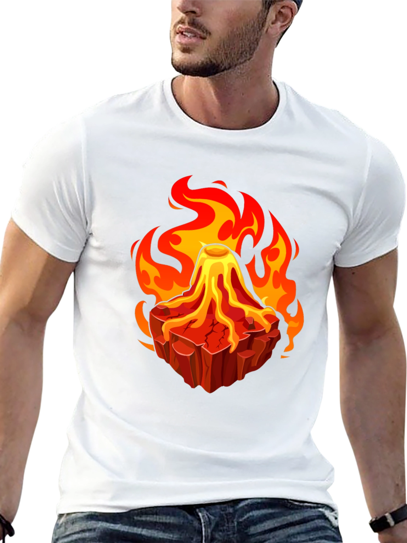 Volcano Lava Flames Graphic T-Shirt - Unique Design