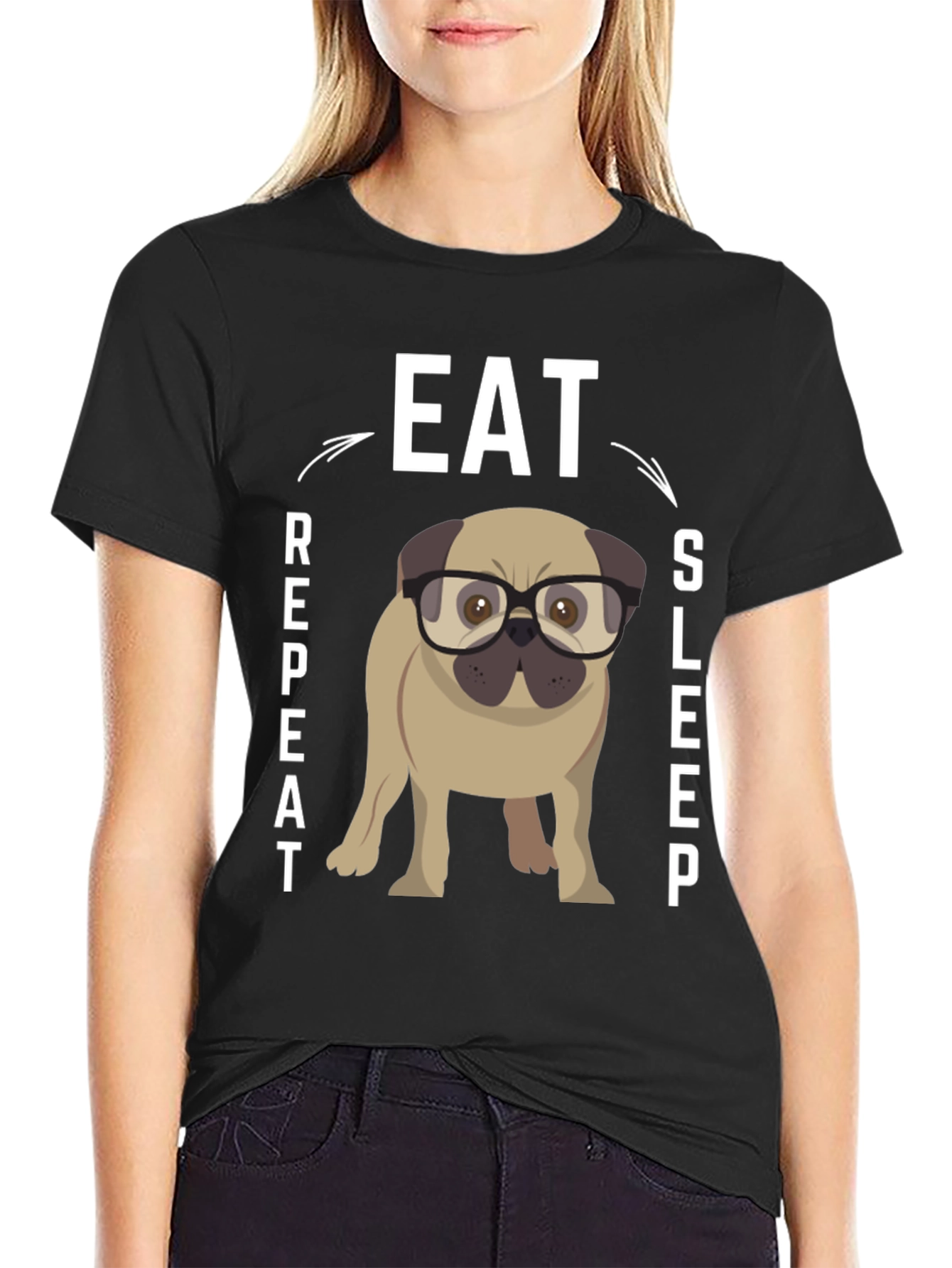 Eat Sleep Repeat Pug Graphic Tee