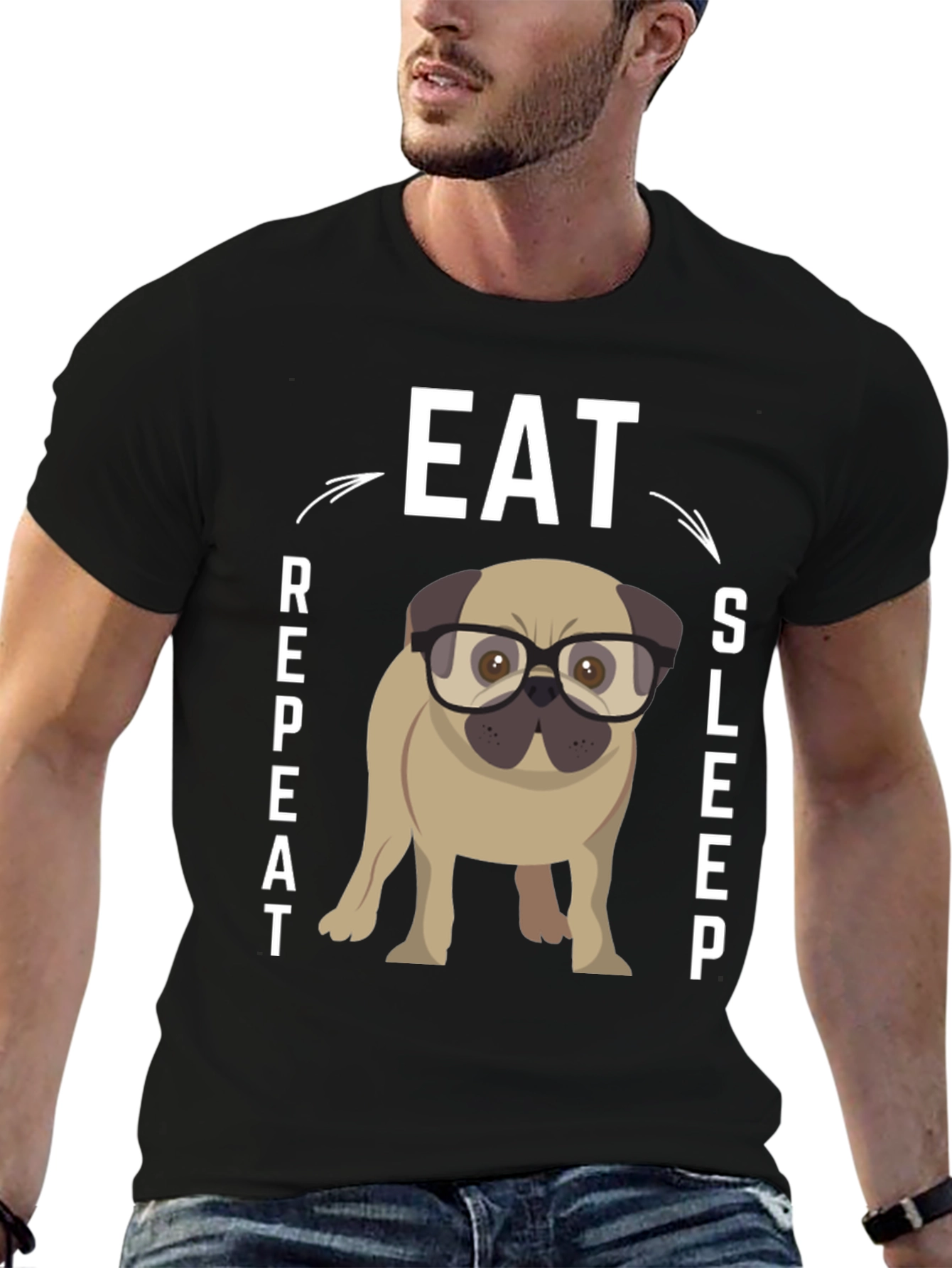 Eat Sleep Repeat Pug Graphic Tee