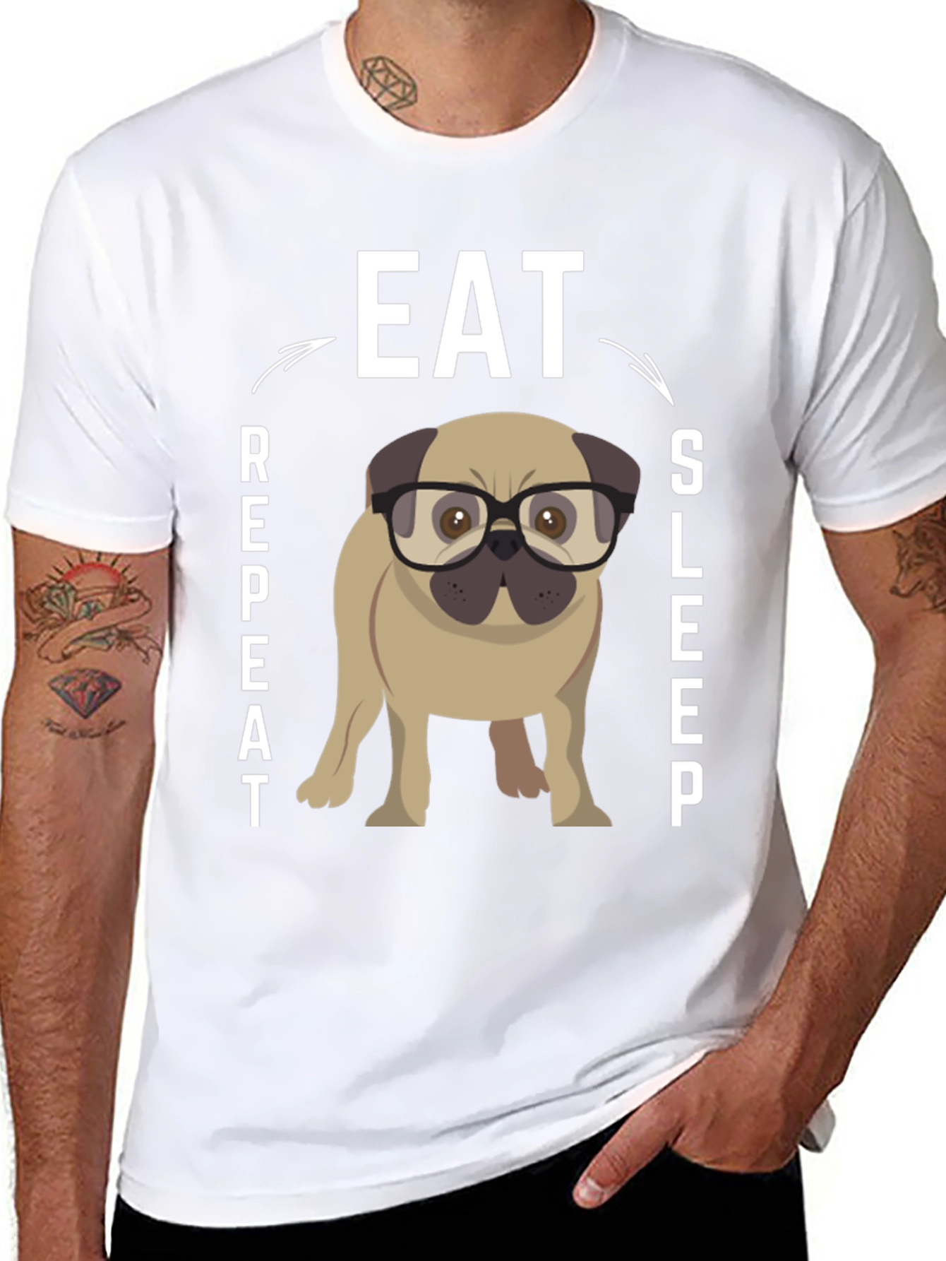 Eat Sleep Repeat Pug Graphic Tee