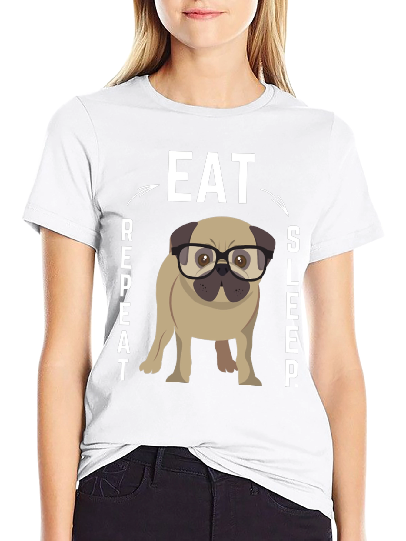 Eat Sleep Repeat Pug Graphic Tee