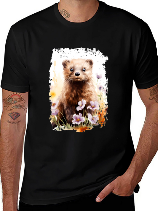 Cute Weasel Graphic T-Shirt - Soft Black Tee