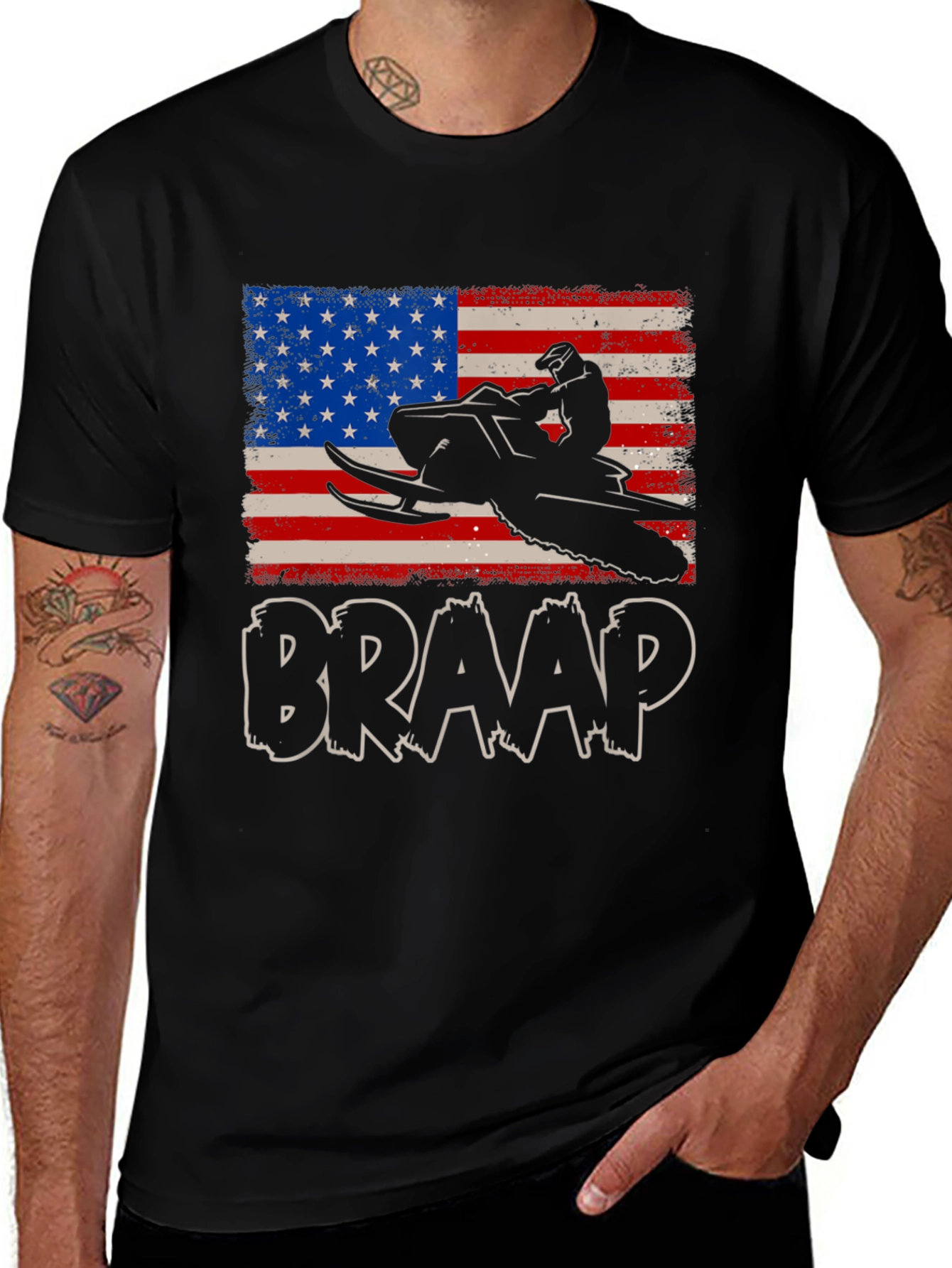 Braap Snowmobile USA Flag Graphic Tee