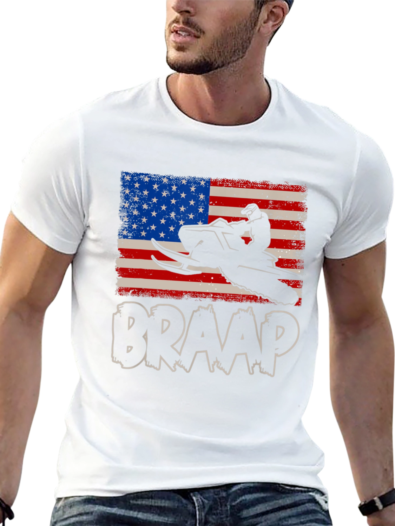 Braap Snowmobile USA Flag Graphic Tee