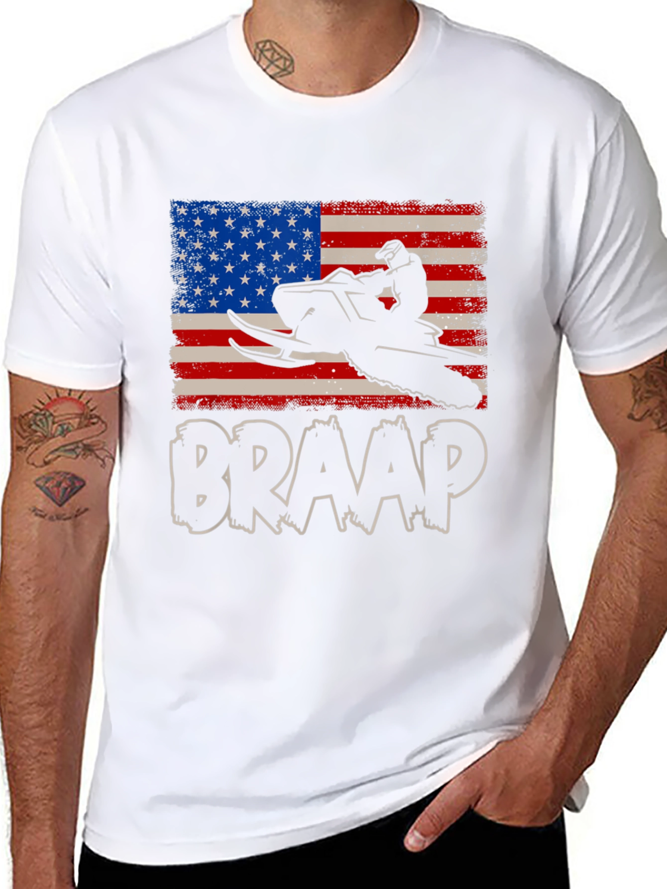 Braap Snowmobile USA Flag Graphic Tee