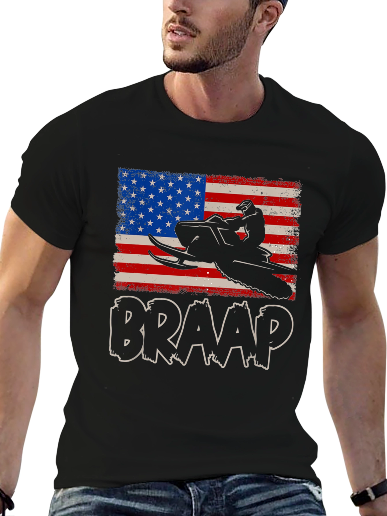 Braap Snowmobile USA Flag Graphic Tee