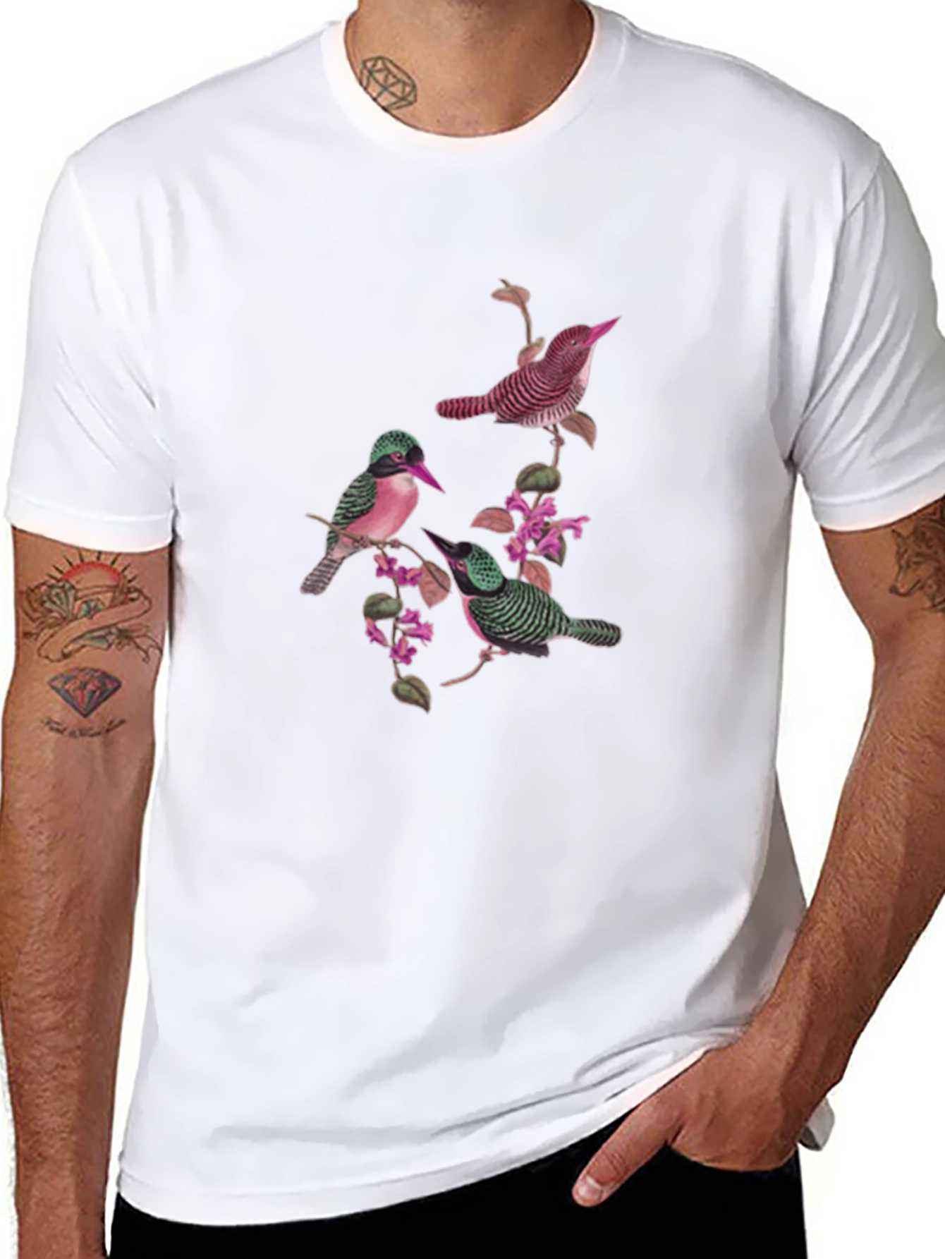Bird and Blossom Graphic Tee - Black