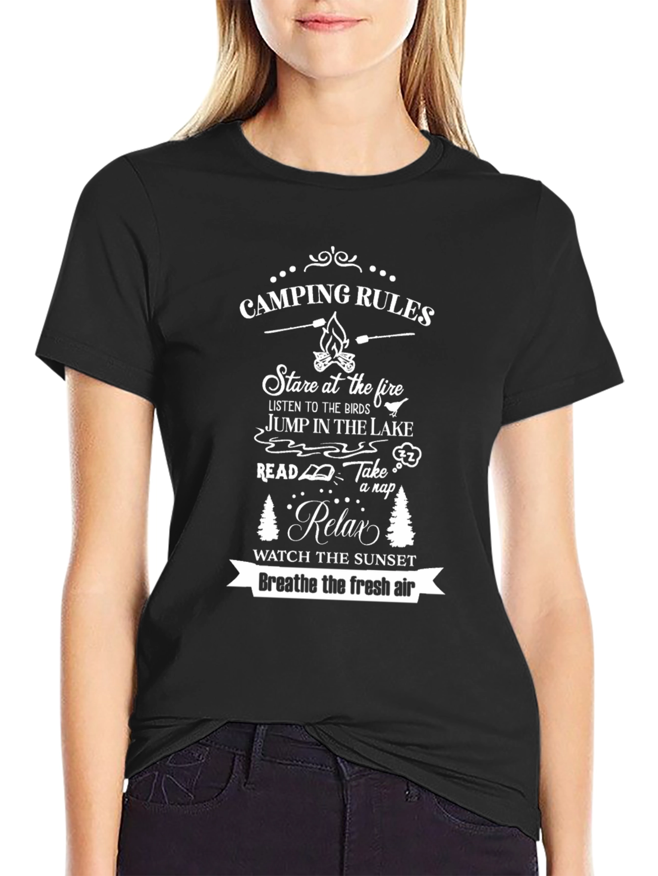 Camping Rules Graphic T-Shirt for Outdoor Lovers