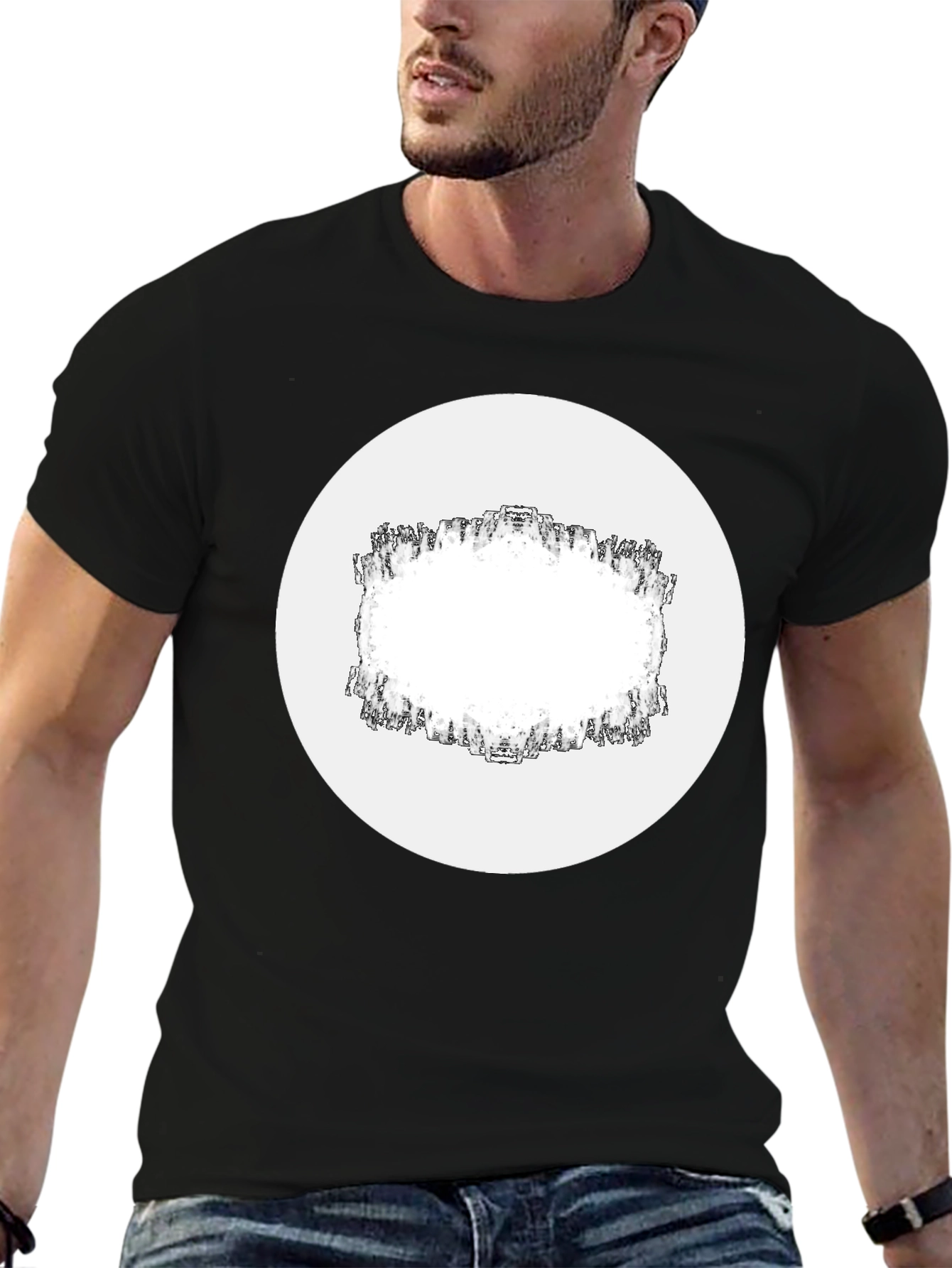 Modern Black T-Shirt with Geometric Frame Design