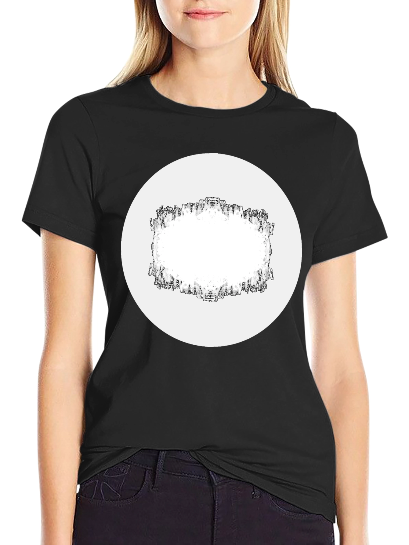 Modern Black T-Shirt with Geometric Frame Design