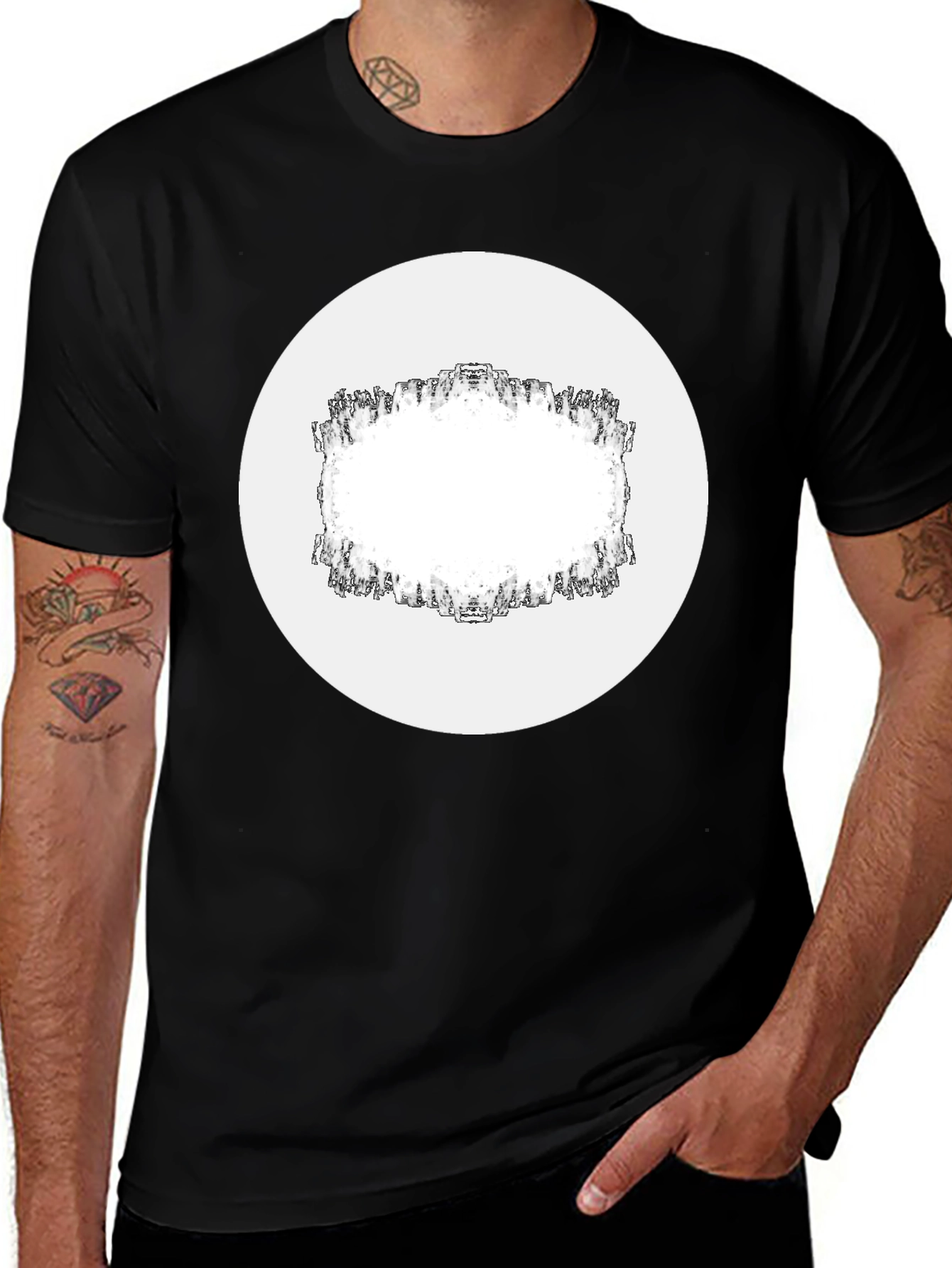 Modern Black T-Shirt with Geometric Frame Design