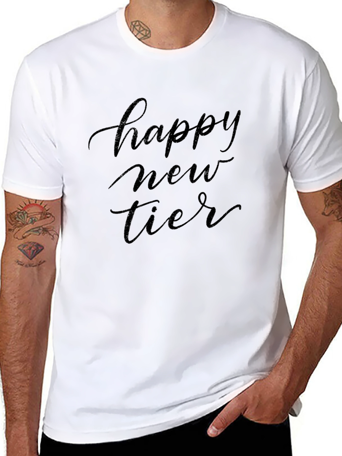 Happy New Tier Black Graphic Tee Shirt
