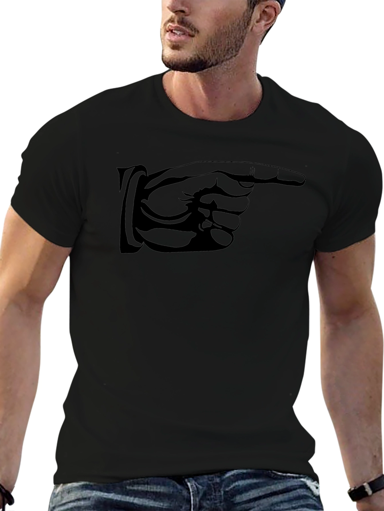 Pointing Finger Graphic T-Shirt - Black