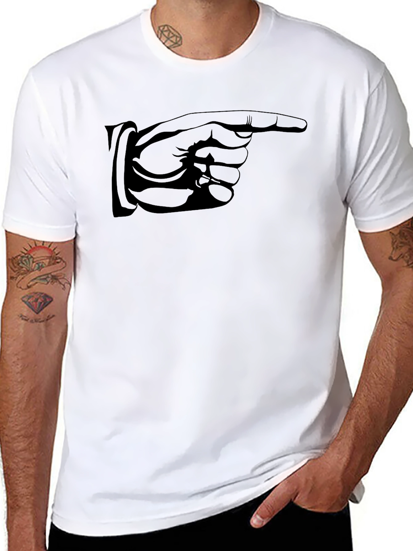 Pointing Finger Graphic T-Shirt - Black