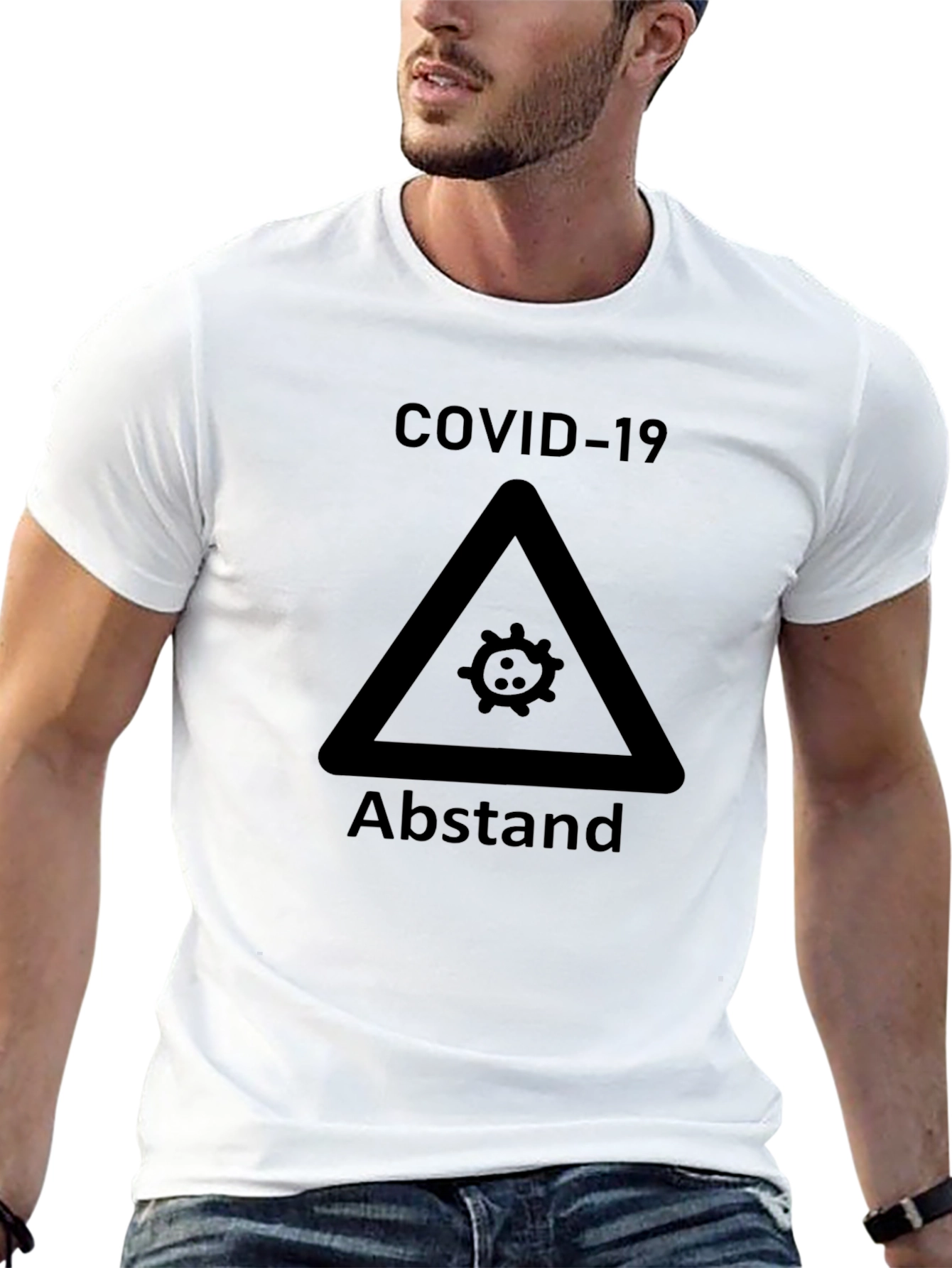 COVID-19 Abstand Black Graphic Tee