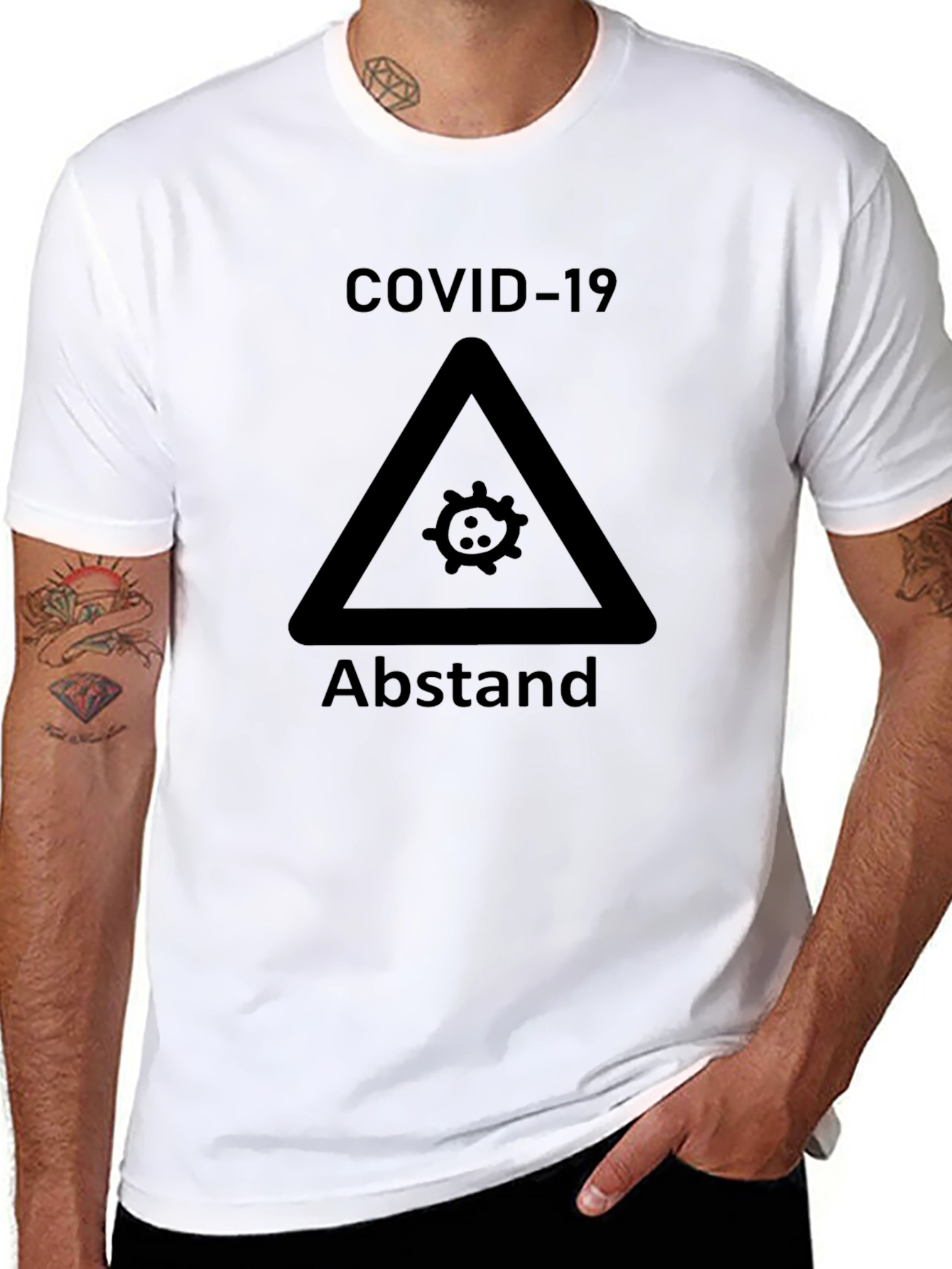 COVID-19 Abstand Black Graphic Tee