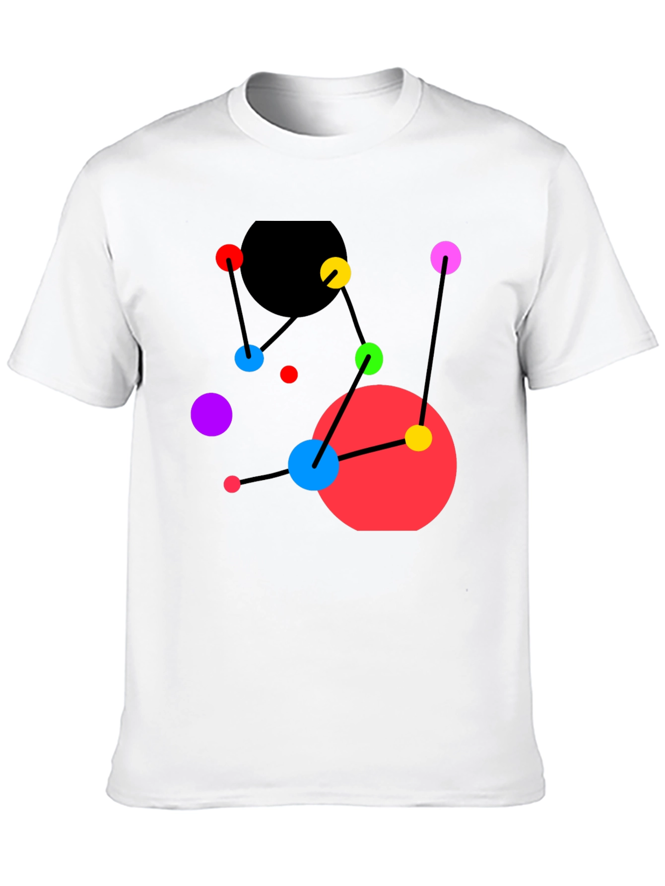 Abstract Geometric Graphic Tee - Black Casual Top