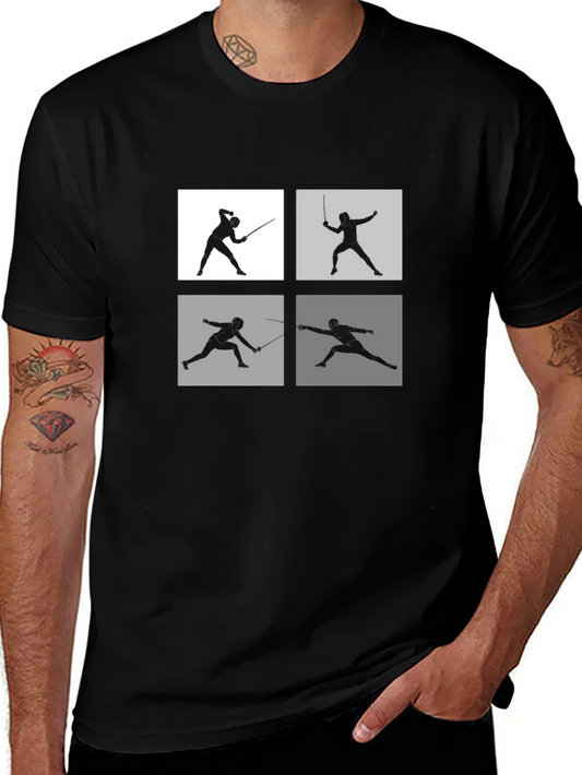 Fencing Silhouette Black T-Shirt