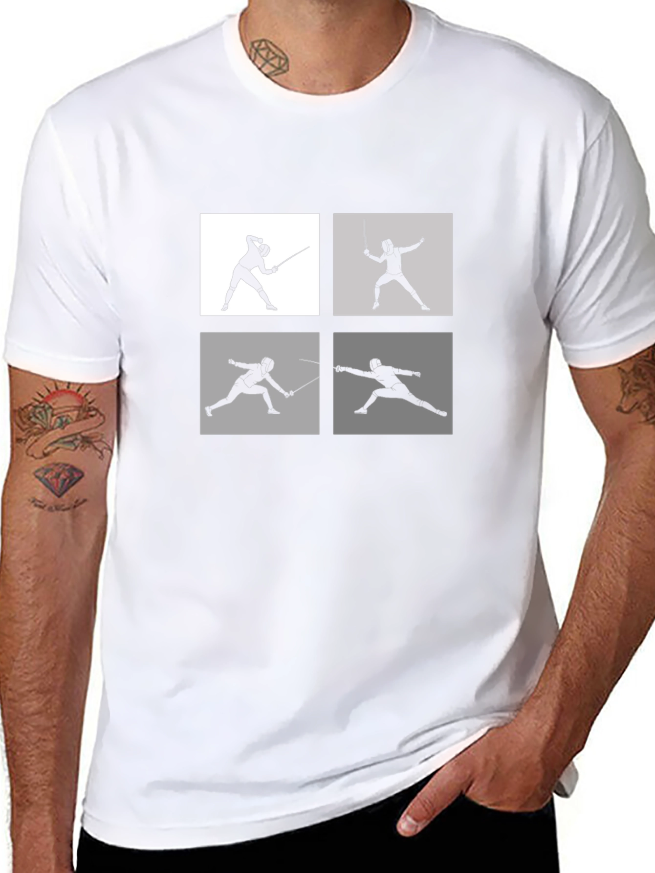 Fencing Silhouette Black T-Shirt