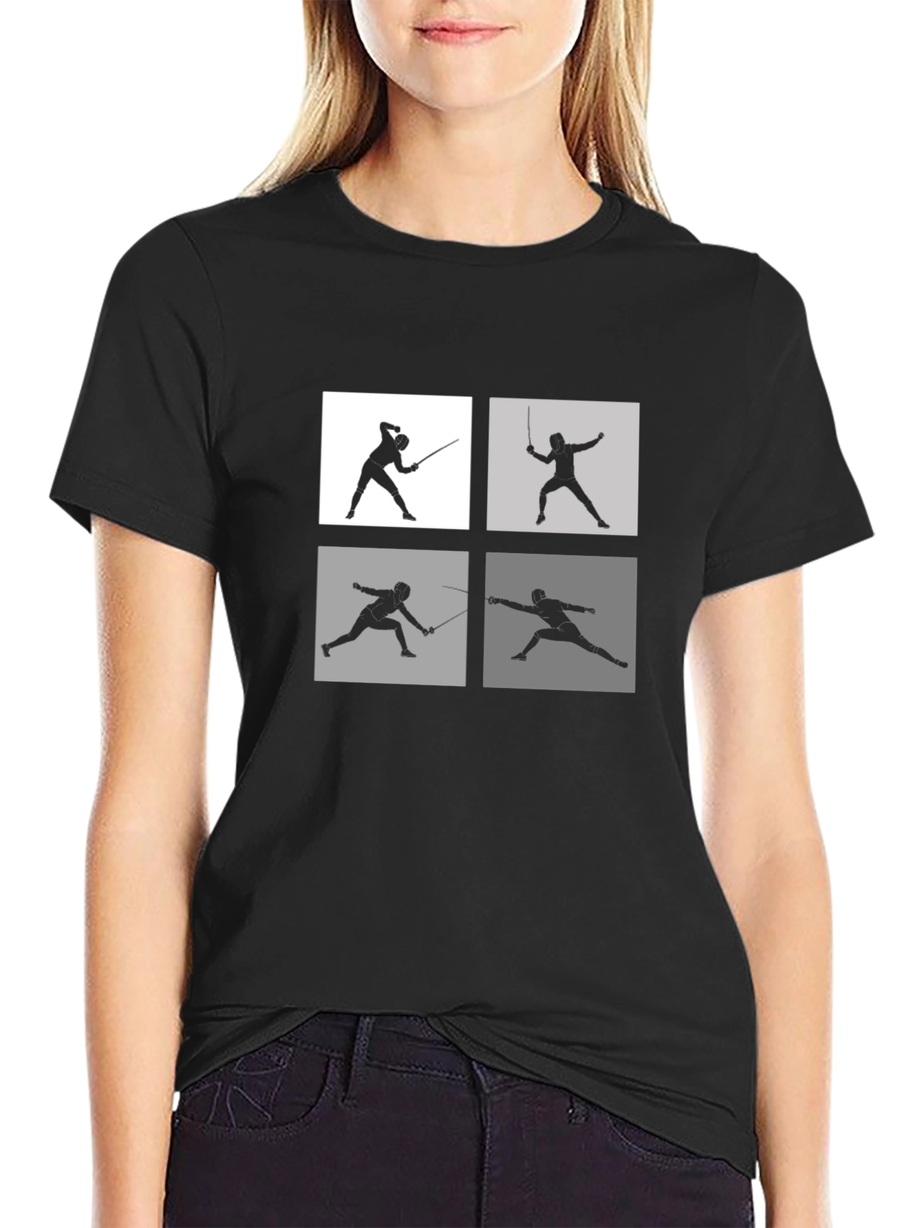 Fencing Silhouette Black T-Shirt