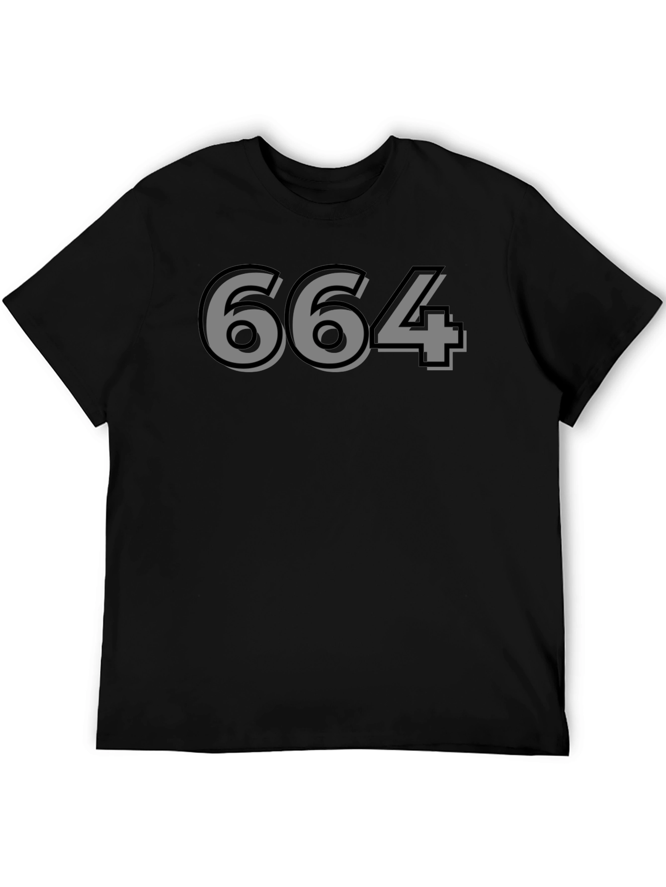 Mens Black Graphic T-Shirt - Number 664 Design