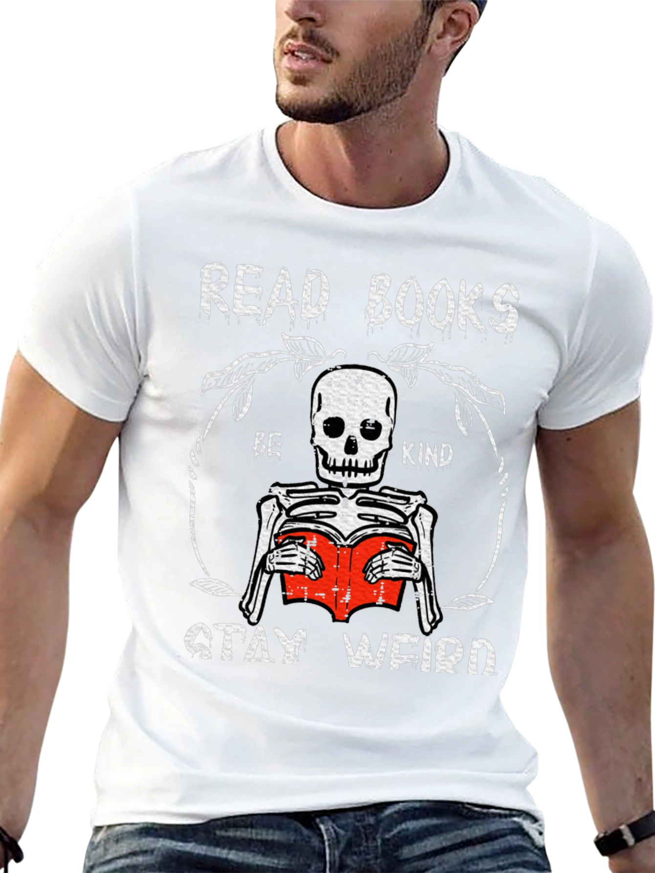 Read Books Be Kind Stay Weird Skeleton T-Shirt