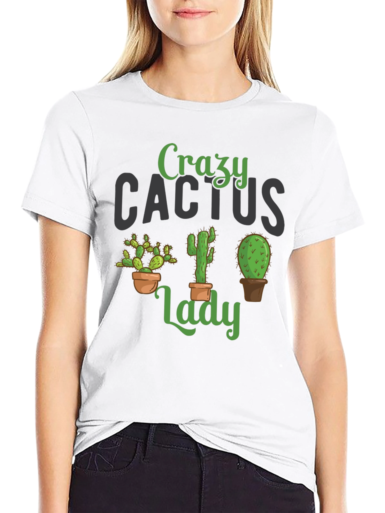 Crazy Cactus Lady Black T-Shirt