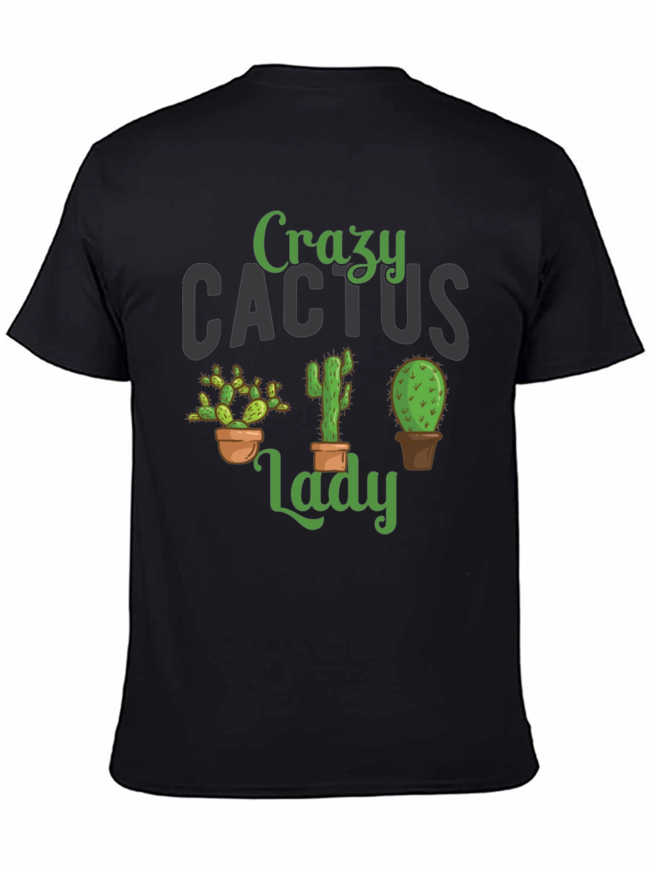 Crazy Cactus Lady Black T-Shirt