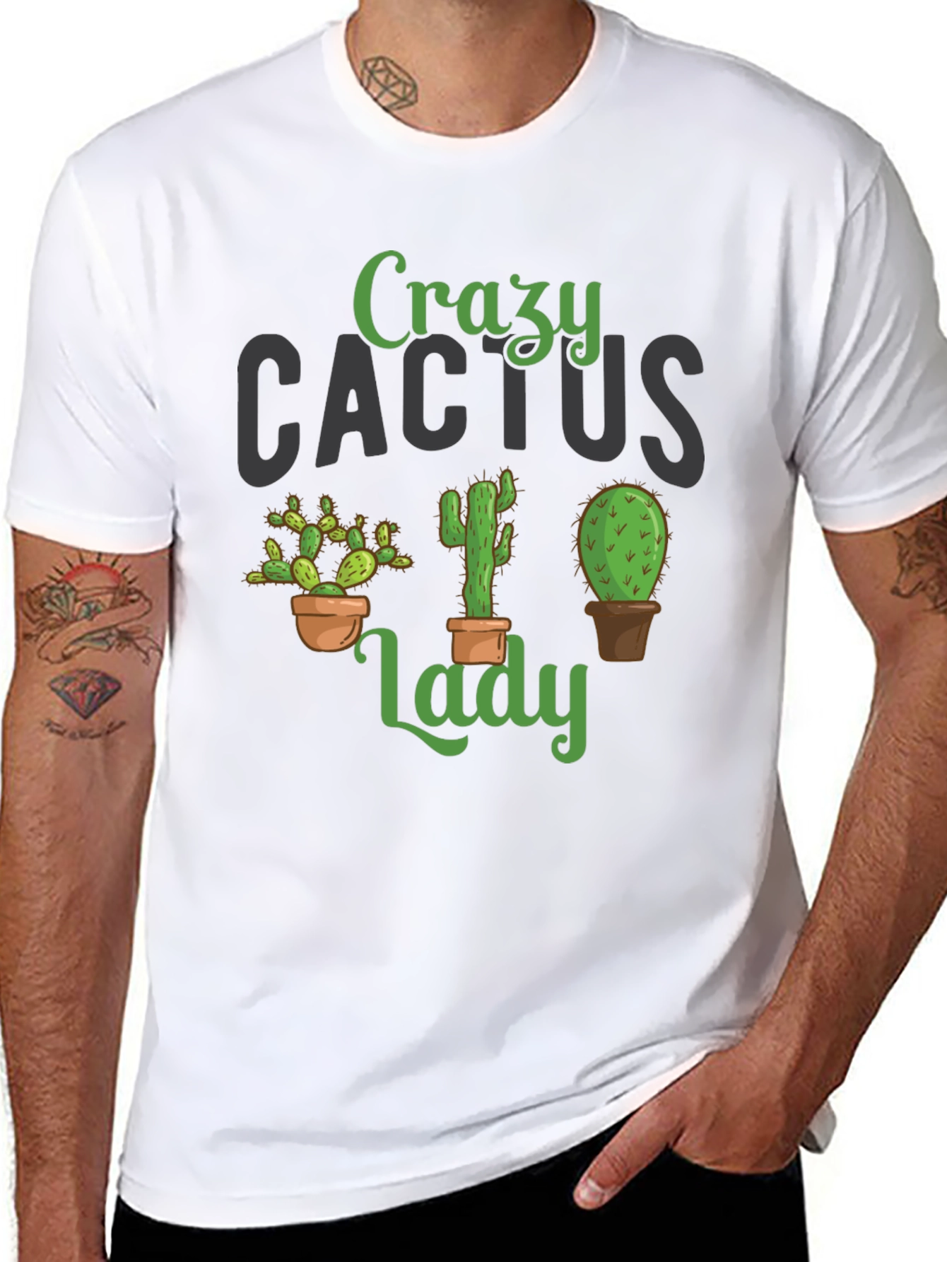 Crazy Cactus Lady Black T-Shirt