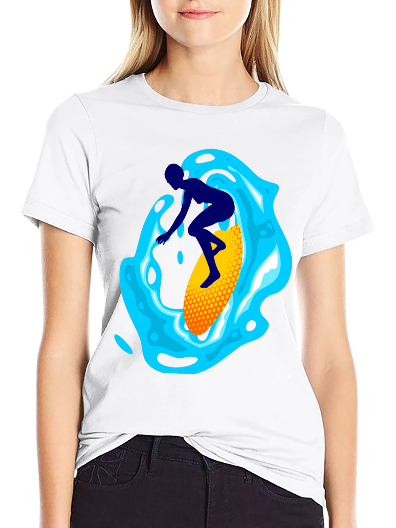 Surfer Graphic Tee - Black Cotton Blend