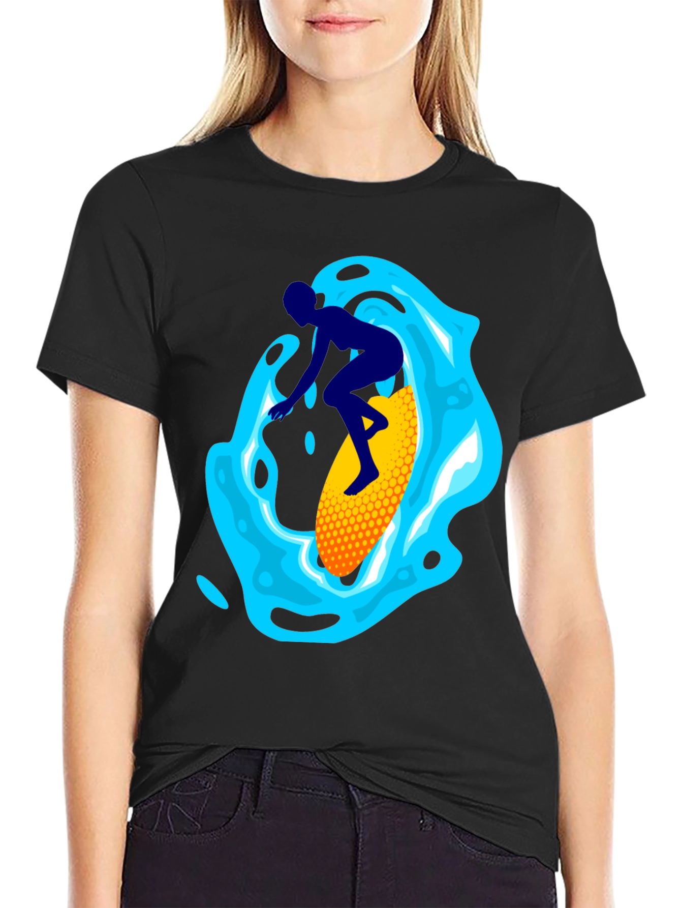 Surfer Graphic Tee - Black Cotton Blend