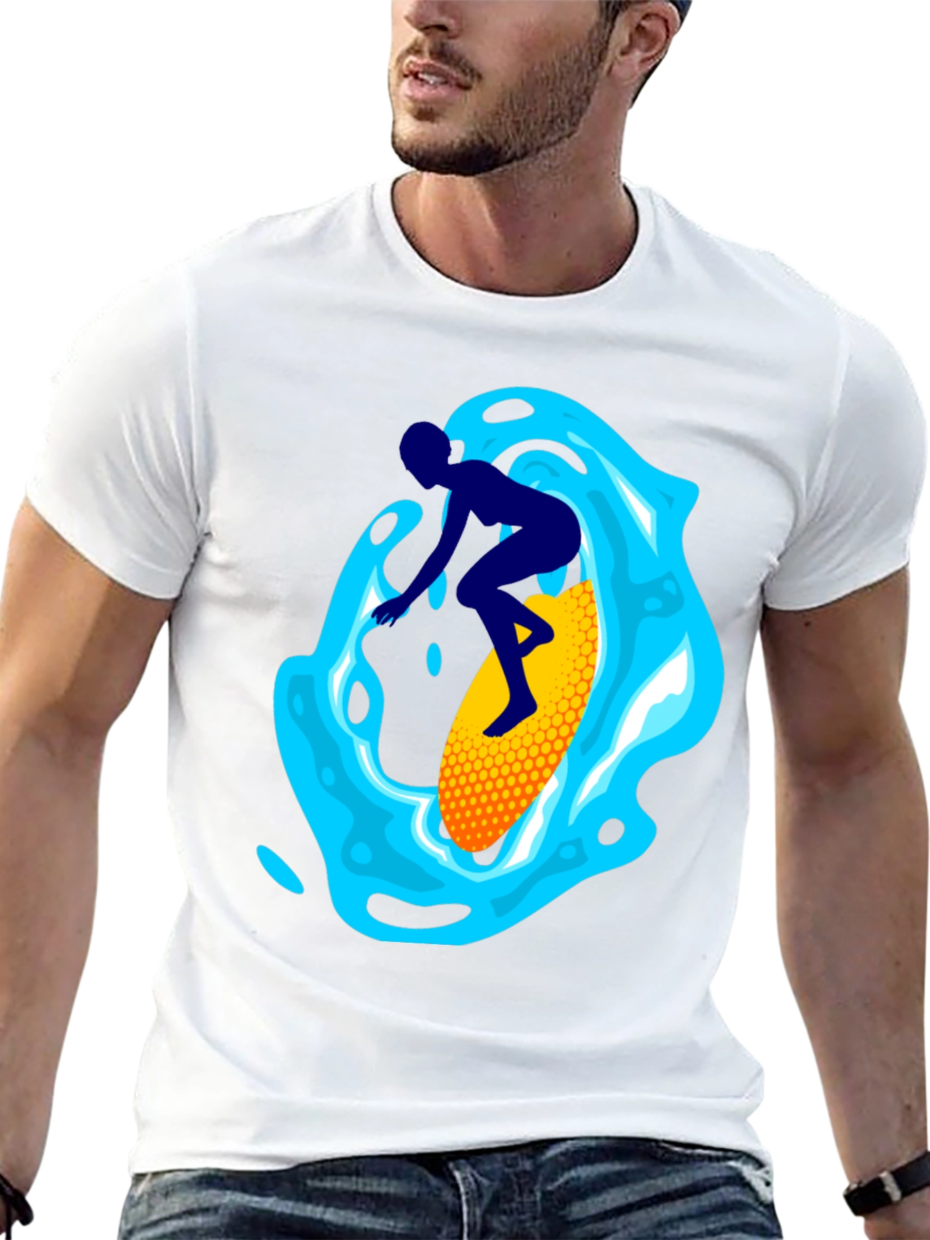 Surfer Graphic Tee - Black Cotton Blend