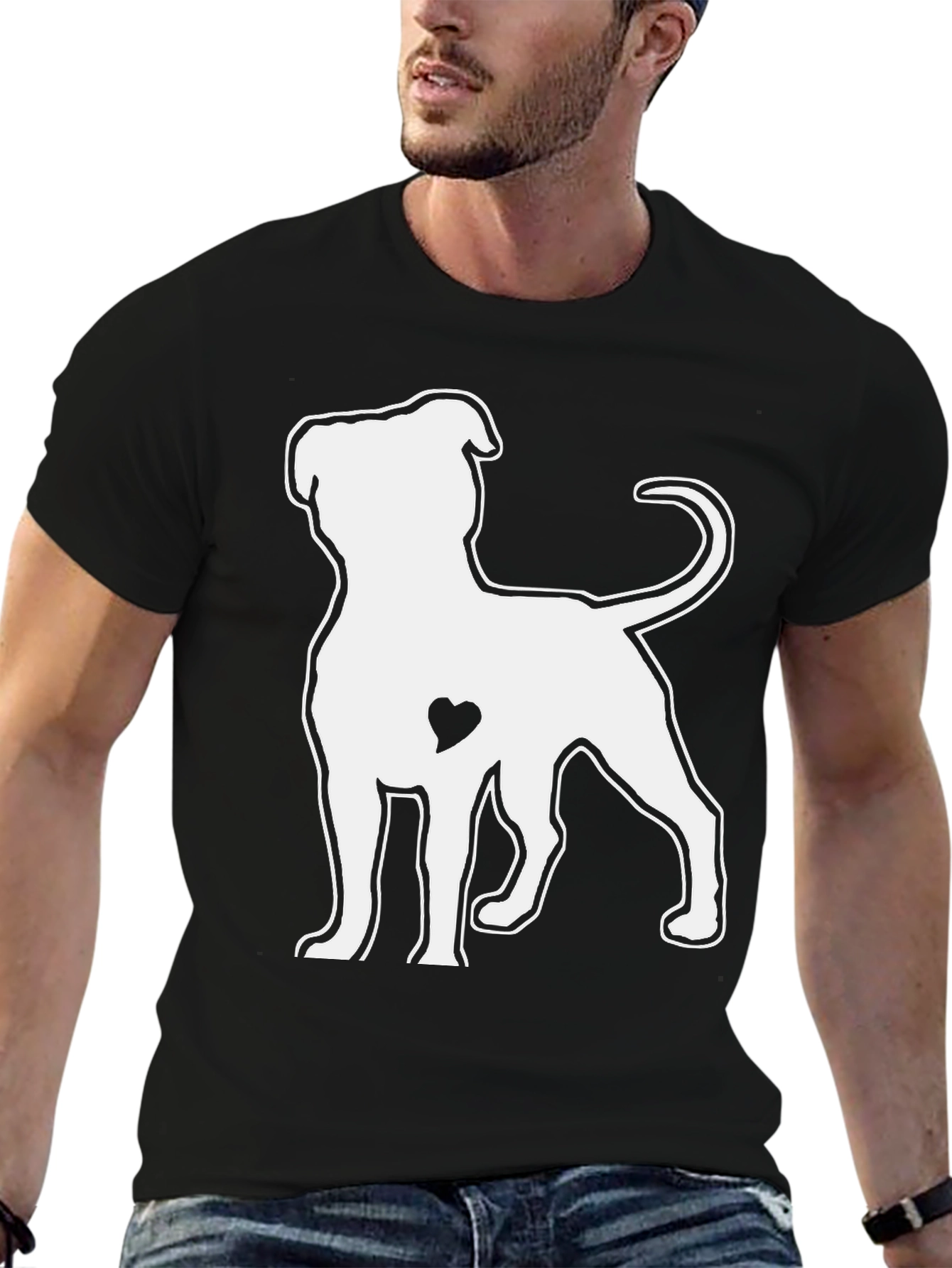 Dog Lover Black T-Shirt with Heart