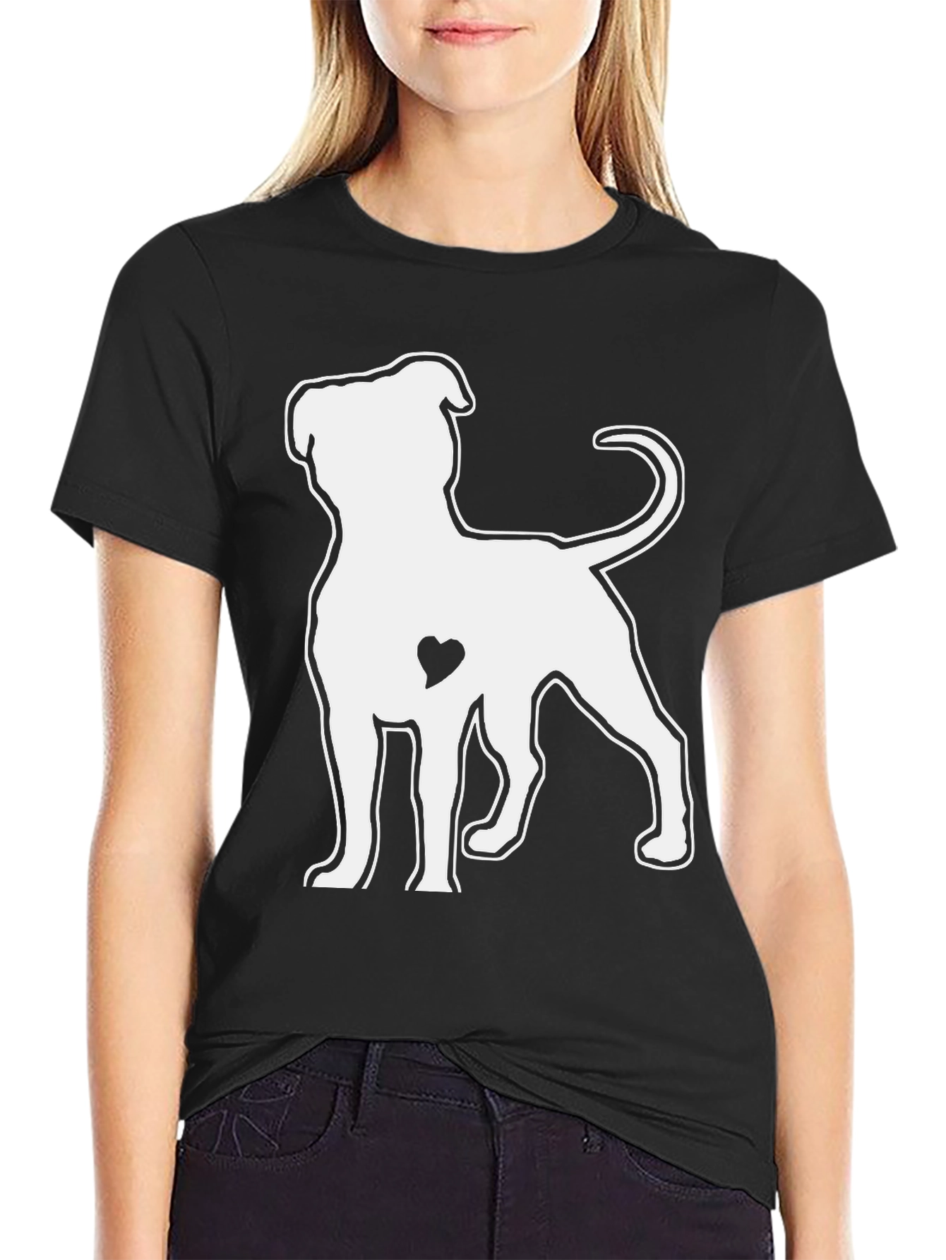 Dog Lover Black T-Shirt with Heart