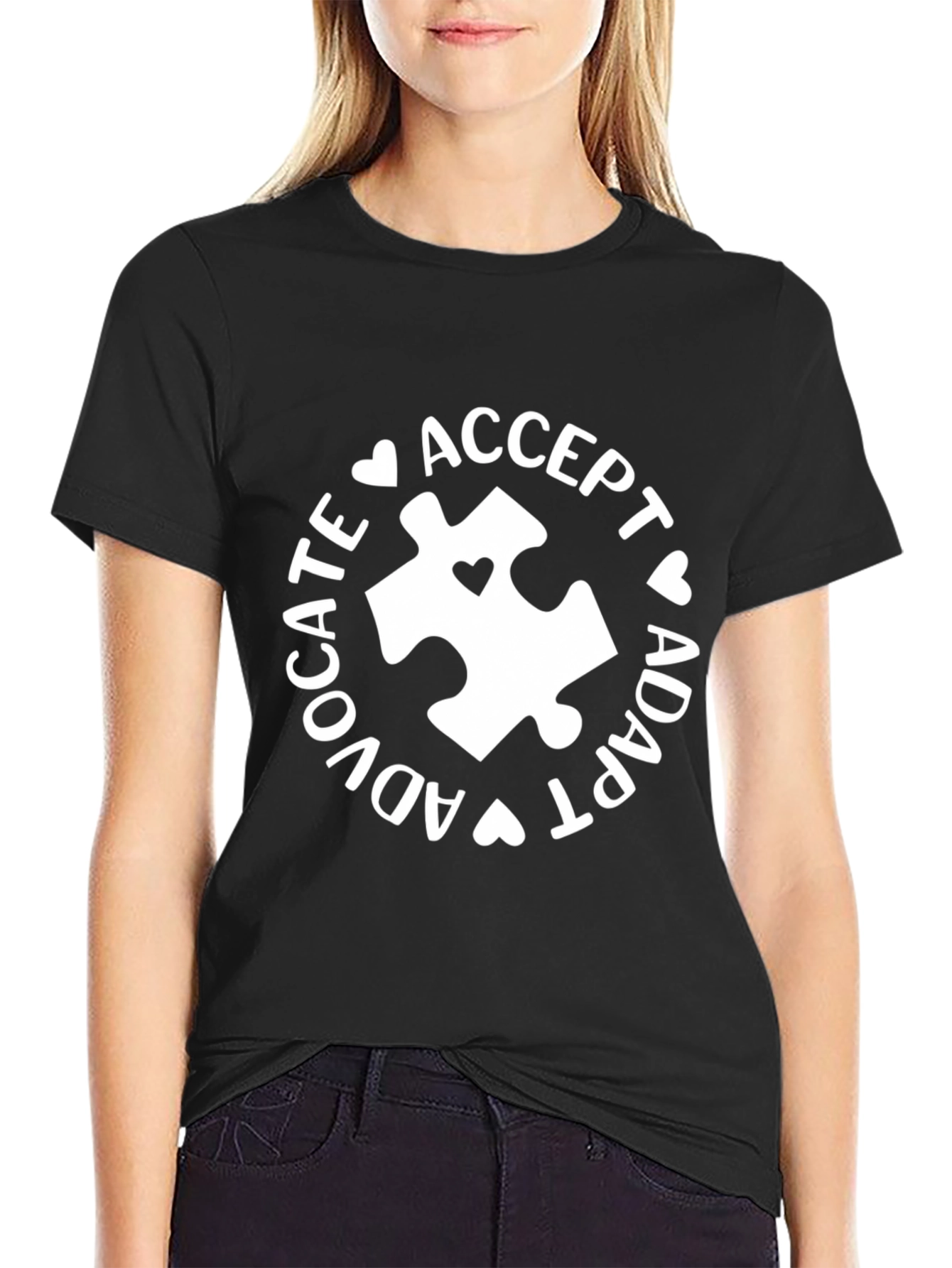 Autism Awareness Tee - Accept Adapt Advocate Puzzle