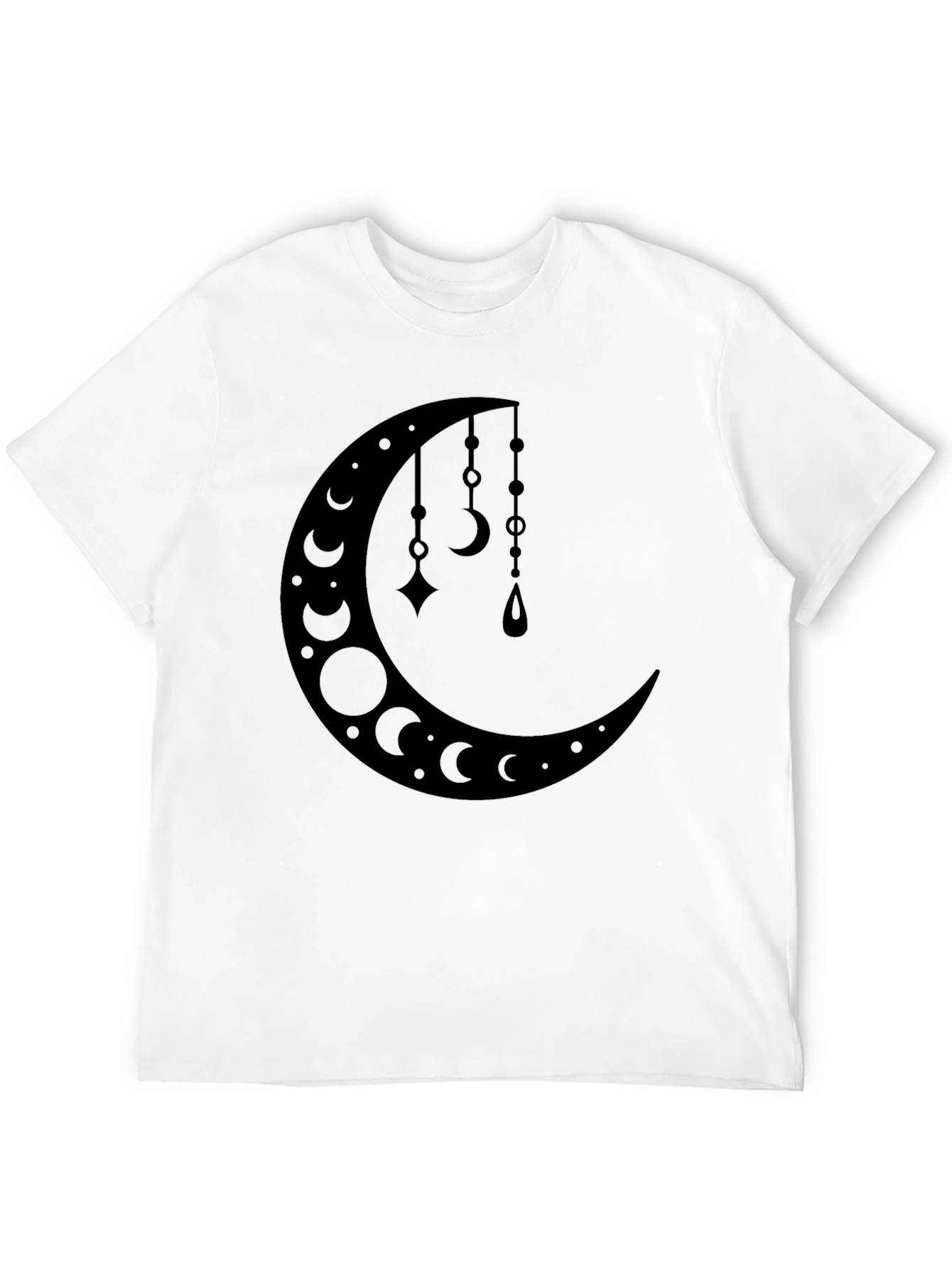 Crescent Moon Pendant T-Shirt - Black