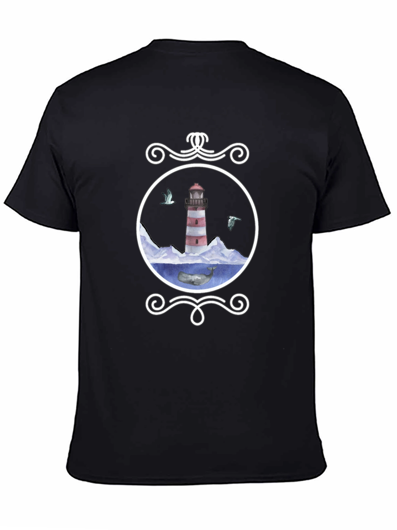 Nautical Lighthouse Whale Graphic Tee