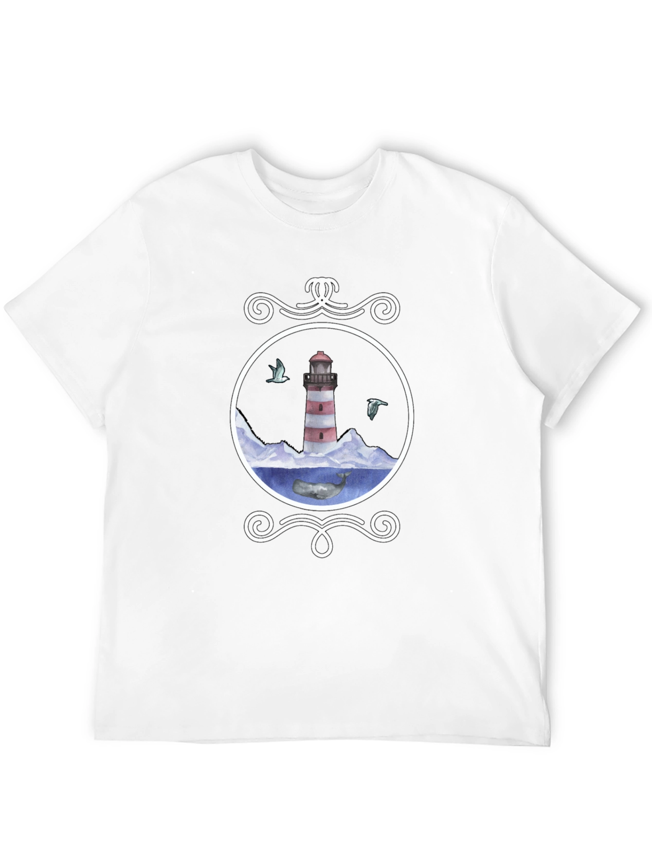 Nautical Lighthouse Whale Graphic Tee