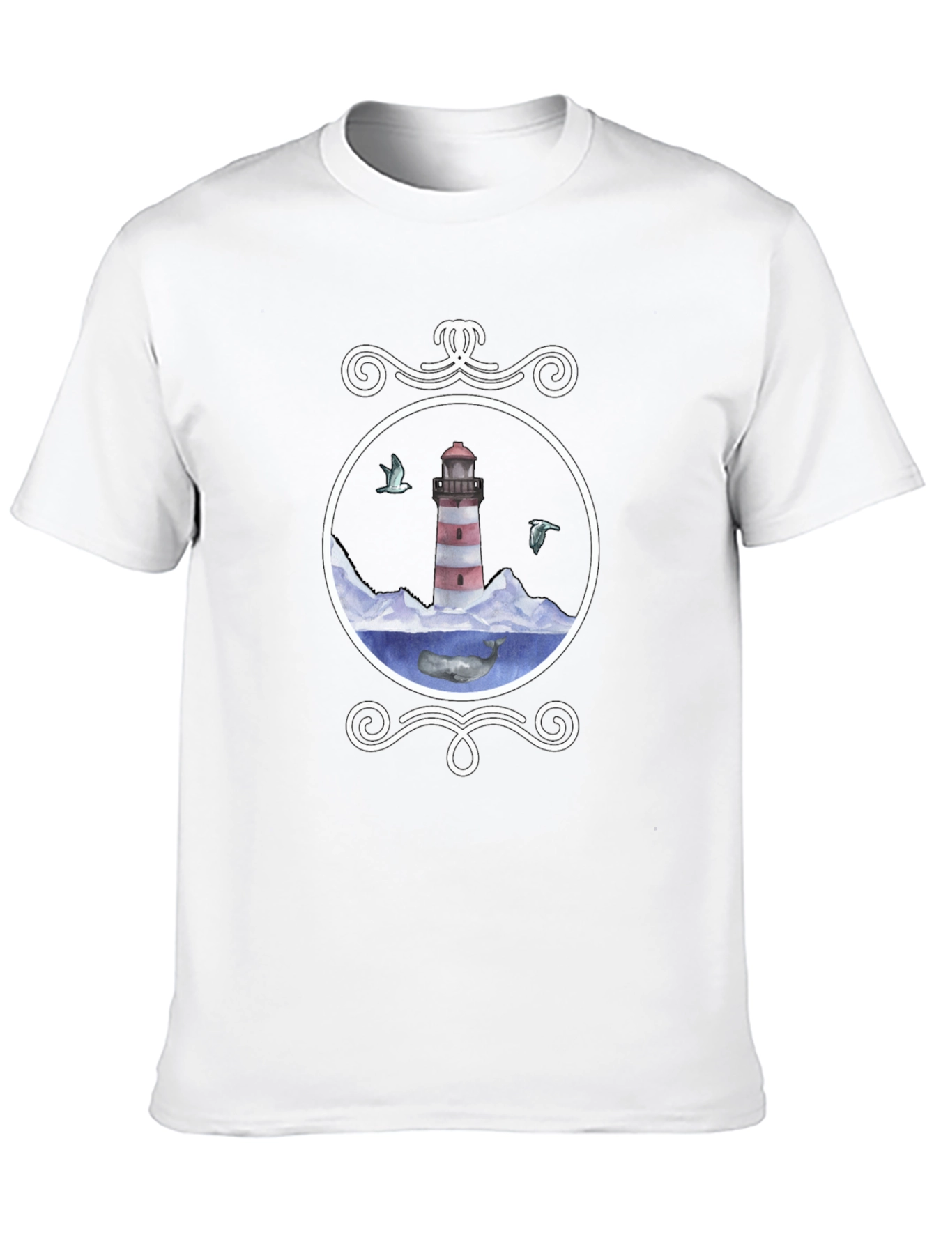 Nautical Lighthouse Whale Graphic Tee