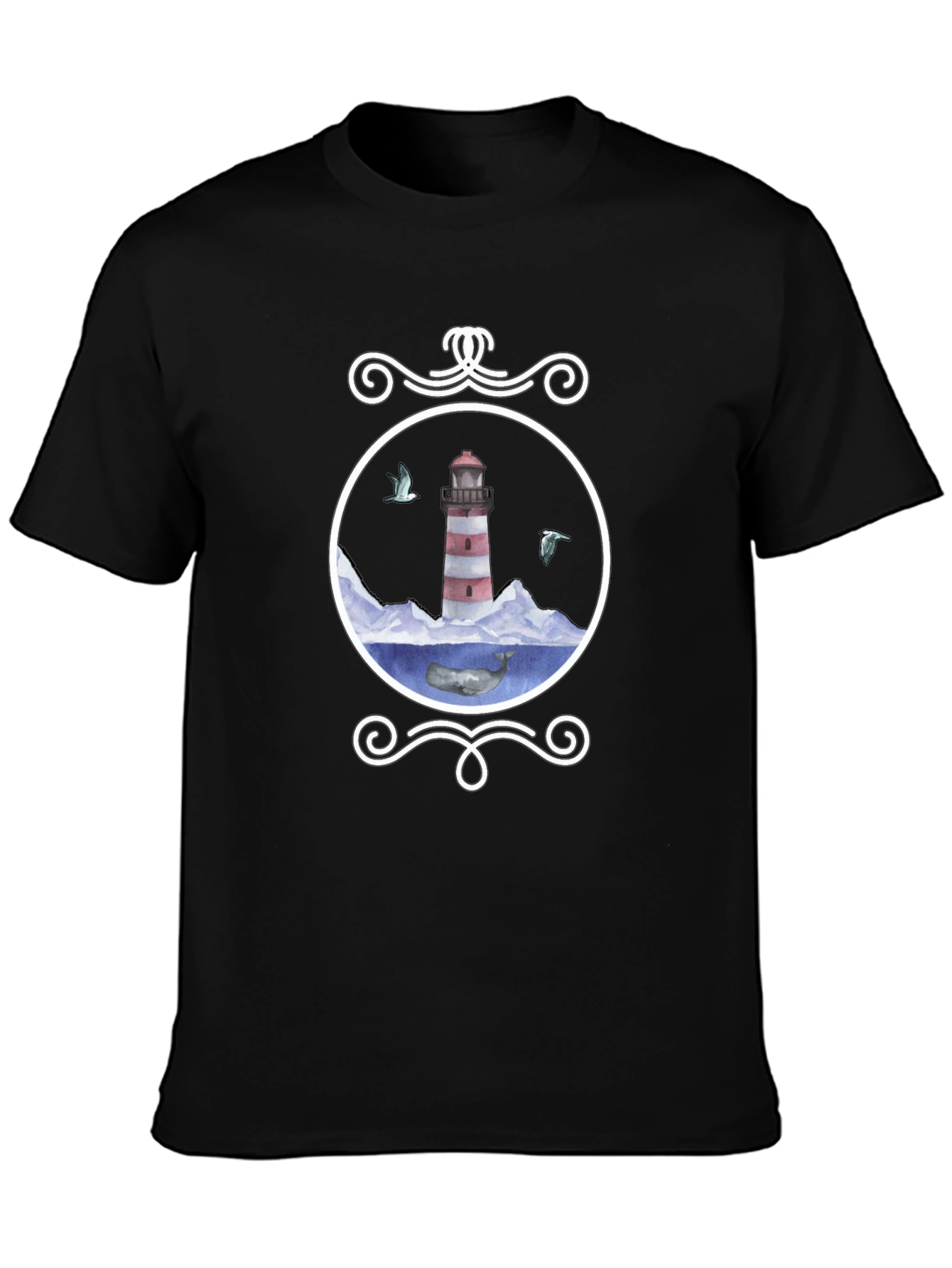 Nautical Lighthouse Whale Graphic Tee