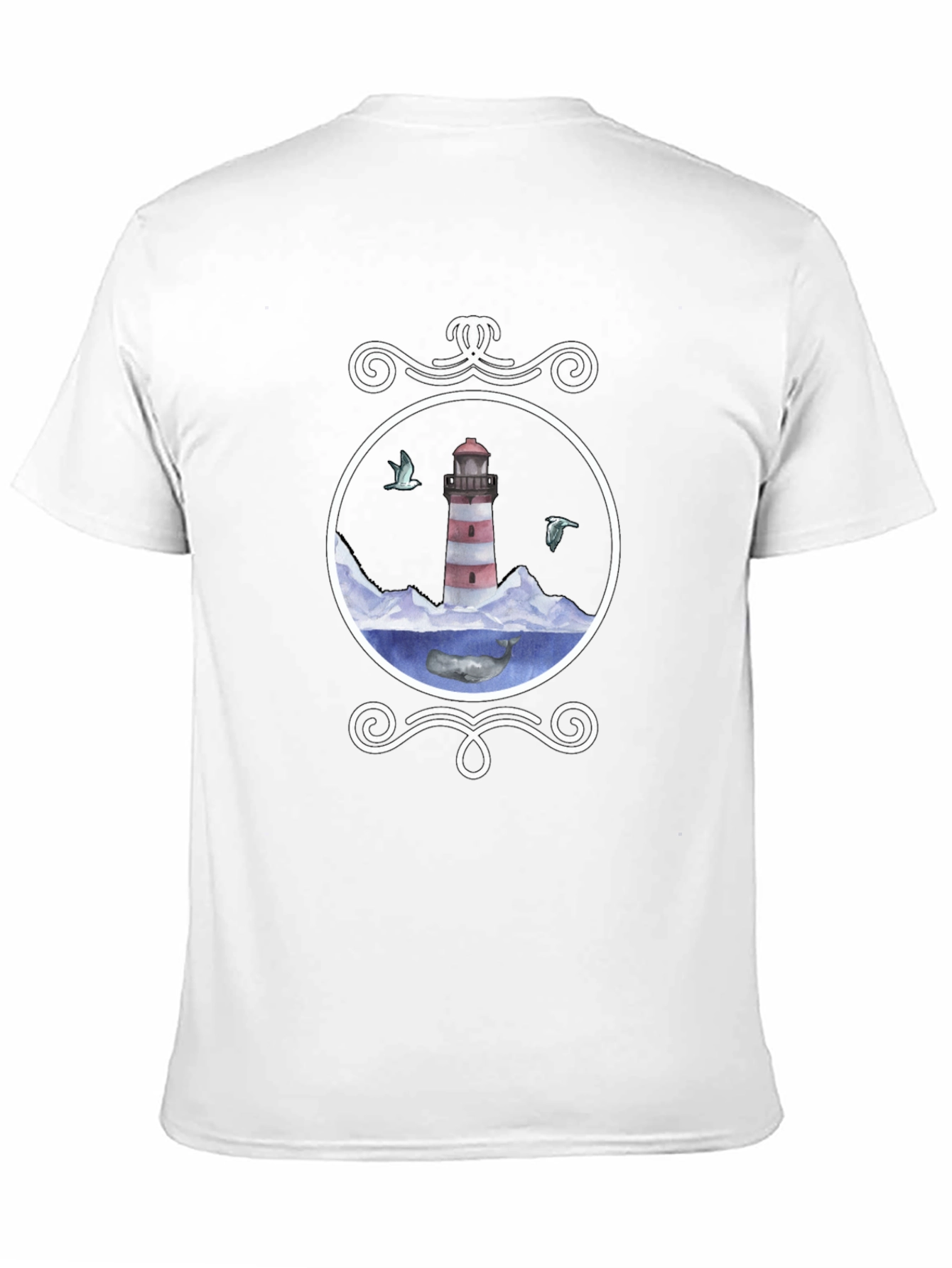 Nautical Lighthouse Whale Graphic Tee