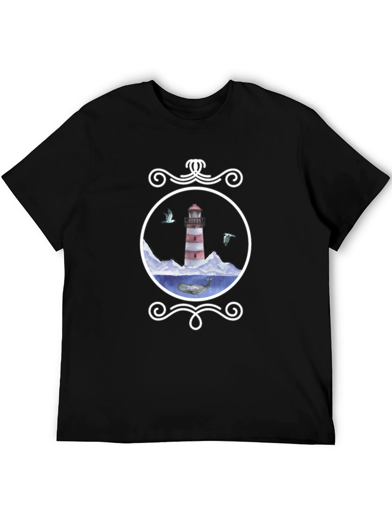 Nautical Lighthouse Whale Graphic Tee