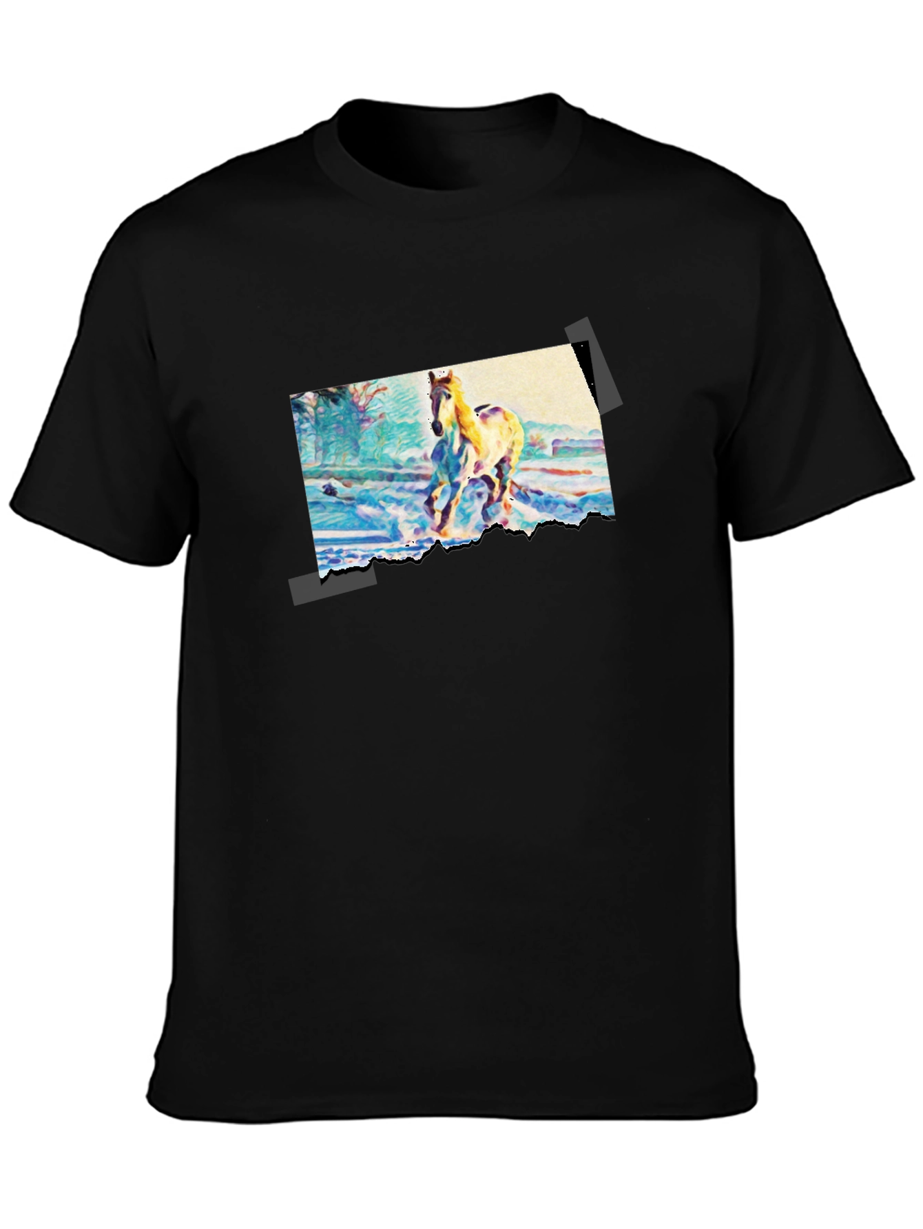 Horse Painting Graphic Black T-Shirt